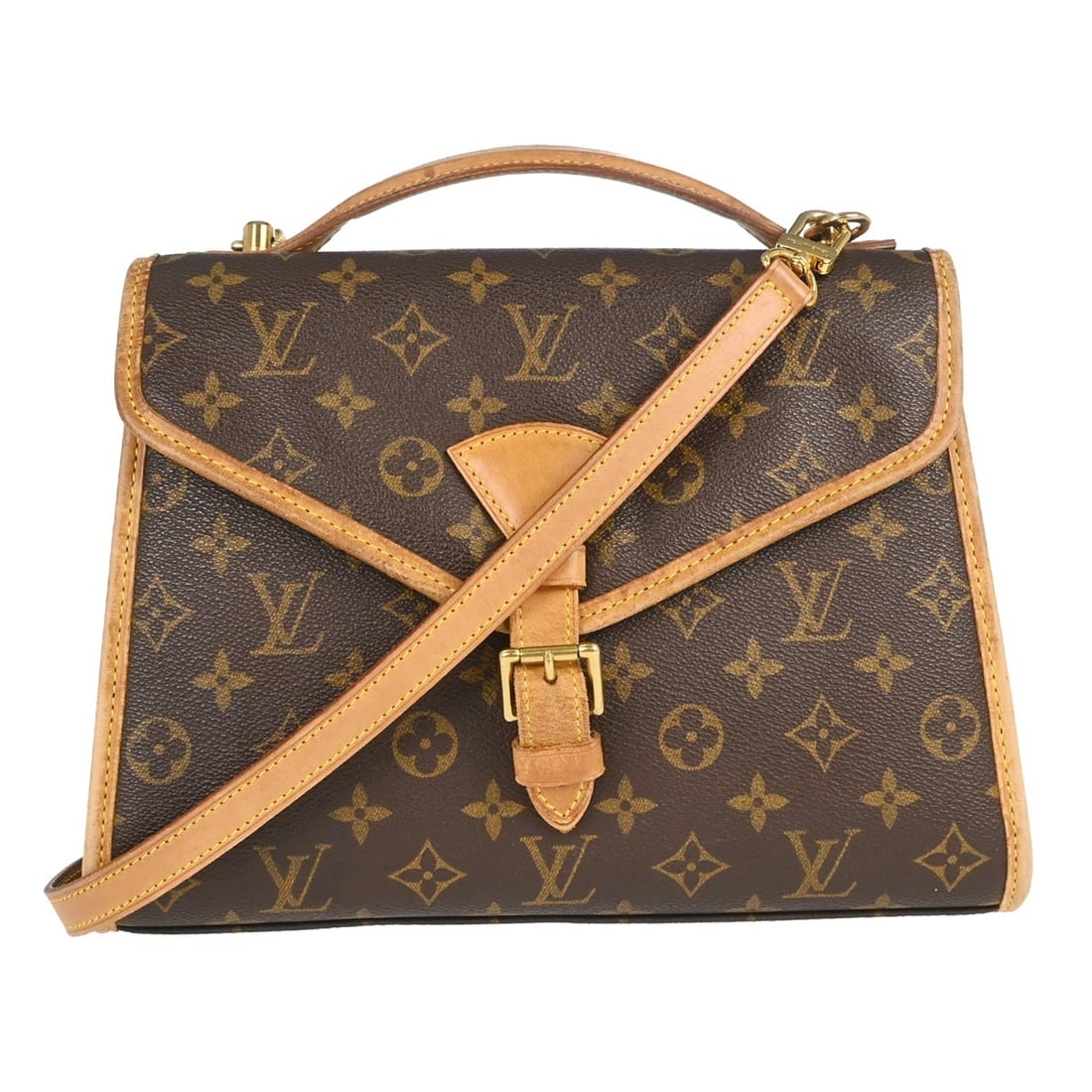 Louis Vuitton Bel Air Monogram Canvas 2way Handbag M51122: Louis Vuitton Bel Air Monogram Canvas 2way Handbag M51122 This Louis Vuitton Bel Air 2-way handbag features the iconic monogram canvas leather exterior and a top handle design. It is styled with a buc