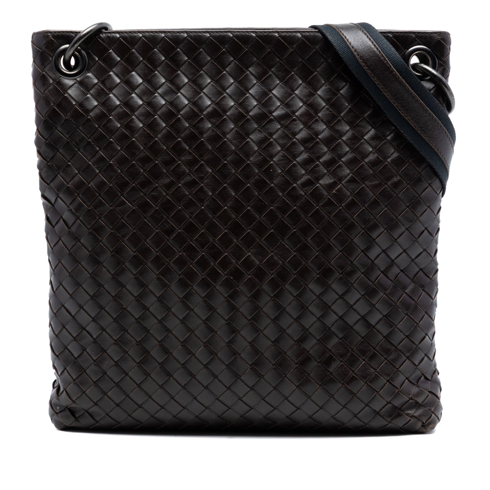 Bottega Veneta Intrecciato Leather Crossbody Bag: Bottega Veneta Intrecciato Leather Crossbody Bag This Bottega Veneta Nappa Intrecciato crossbody bag features the brand's signature woven leather design in brown. It is crafted with a flat shoulder st