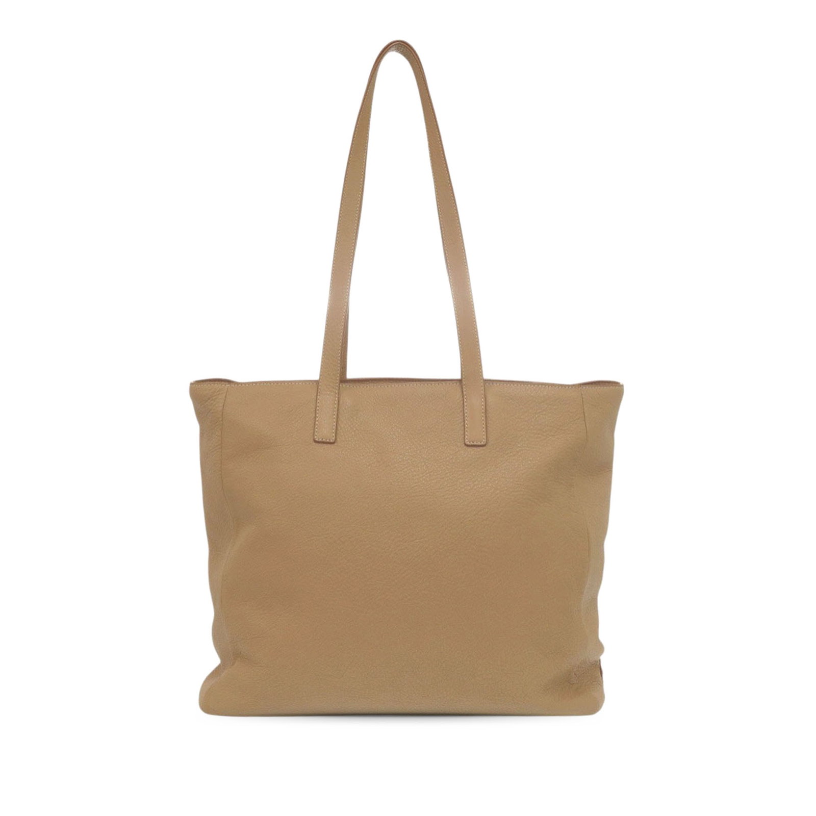 Prada Beige Leather Vitello Daino Shoulder Tote: Prada Beige Leather Vitello Daino Shoulder Tote The Prada Vitello Daino Tote is crafted from beige leather and features flat leather handles, a top zip closure, an exterior zip pocket, and interior zi