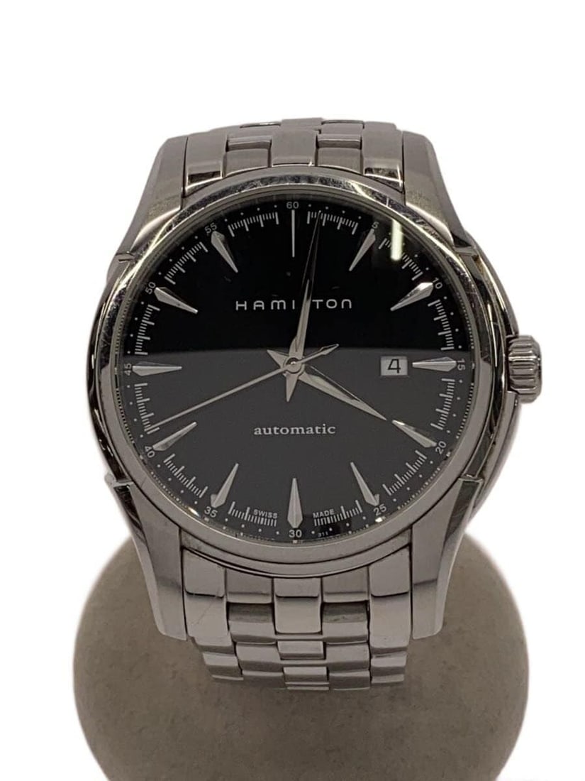 Hamilton Jazzmaster Quartz Stainless Steel Men's Wristwatch H324110: Hamilton Jazzmaster Quartz Stainless Steel Men's Wristwatch H324110 This Hamilton Jazzmaster Quartz H324110 men's wristwatch features a black dial and a stainless steel case and band. The watch is Swi