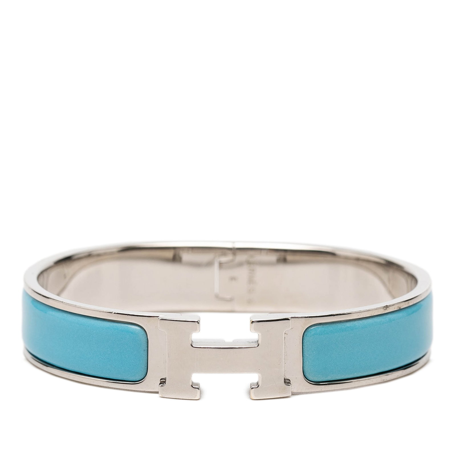 Hermes Blue Enamel Clic H PM Bracelet (1 of 4)