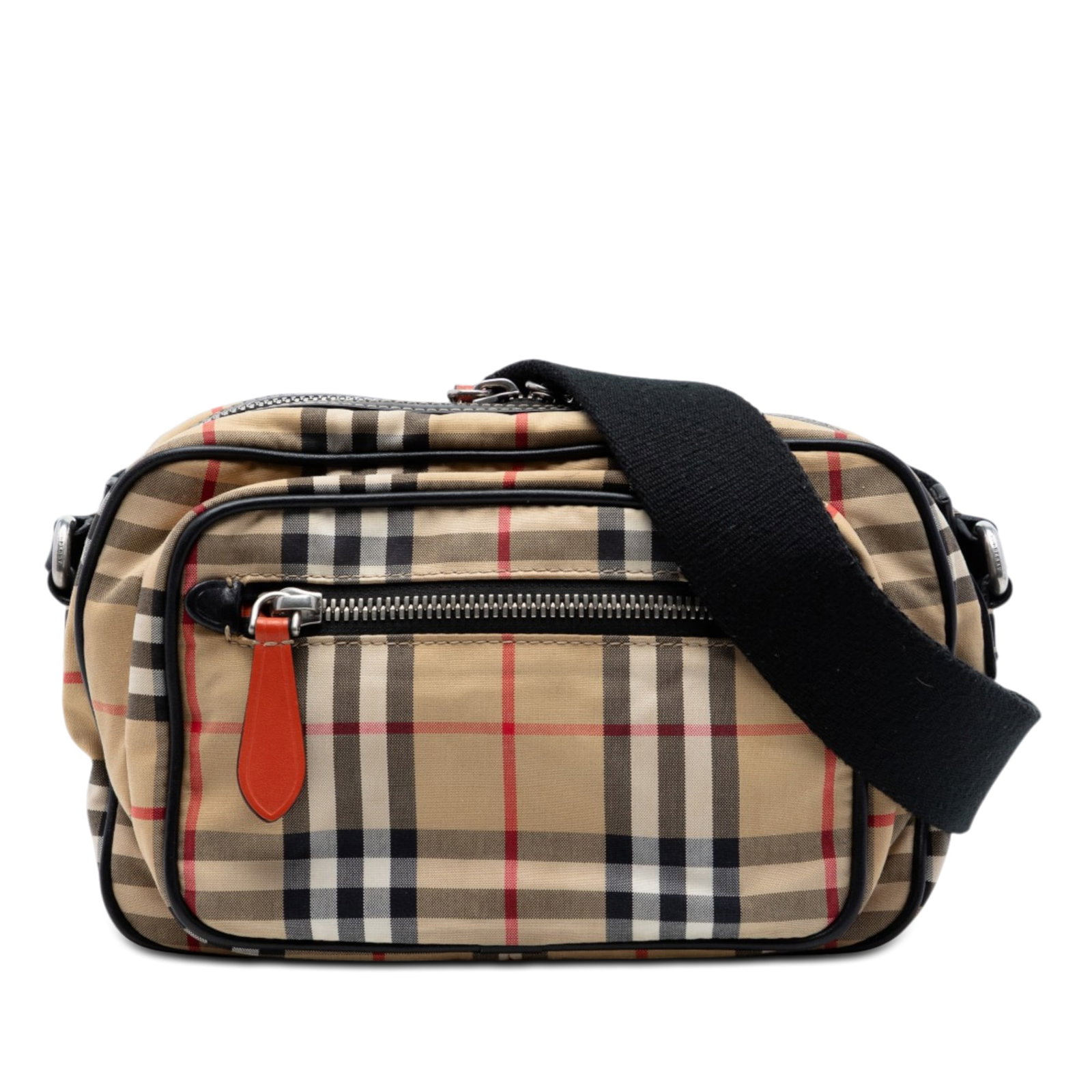 Burberry Paddy Crossbody House Check Canvas Bag: Burberry Paddy Crossbody House Check Canvas Bag This Burberry House Check Canvas Paddy Crossbody features a nylon body with leather trim, an adjustable flat strap, a top zip closure, exterior front zi
