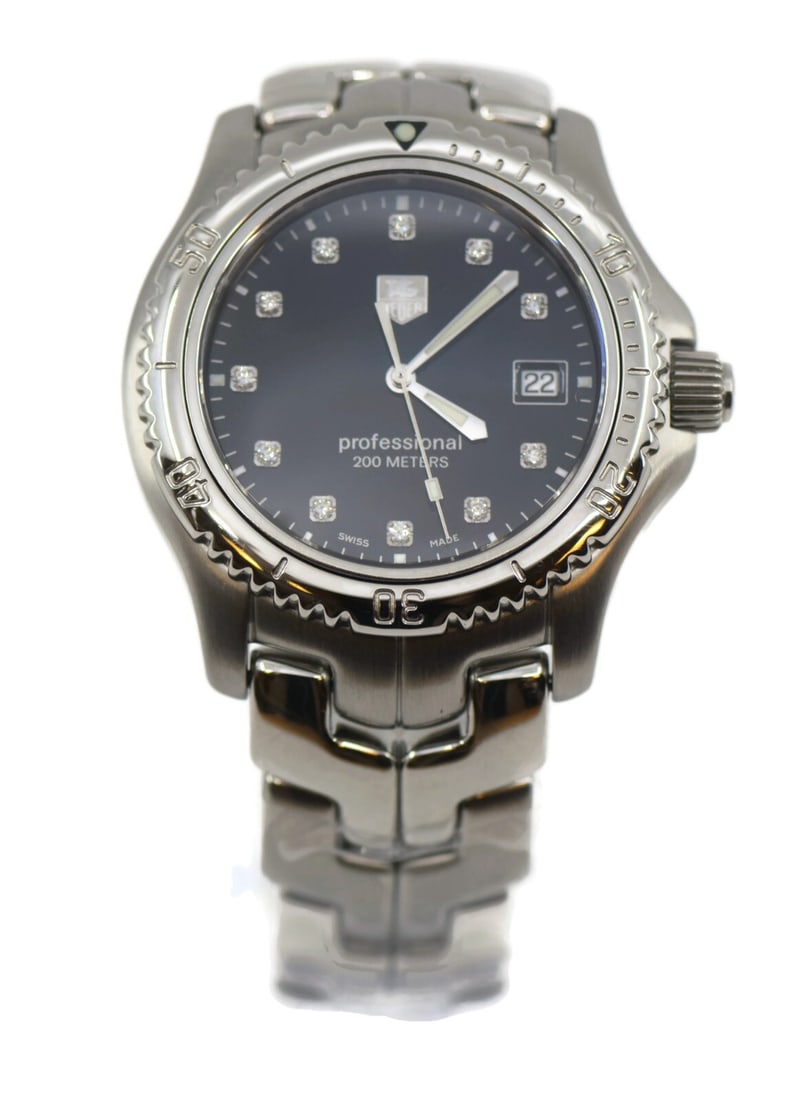 TAG Heuer Link WT1115 Diamond Bezel Stainless Steel Watch with Box and Papers: TAG Heuer Link WT1115 Diamond Bezel Stainless Steel Watch with Box and Papers Presenting the TAG Heuer Link Diamond Stainless Steel Watch WT1115, a stunning wristwatch that exemplifies luxury and prec