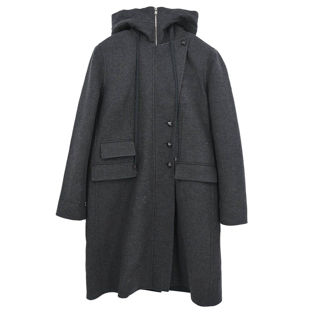 Hermes Hooded Long Gray Cashmere Mink Fur Overcoat Size FR 42 (1 of 12)