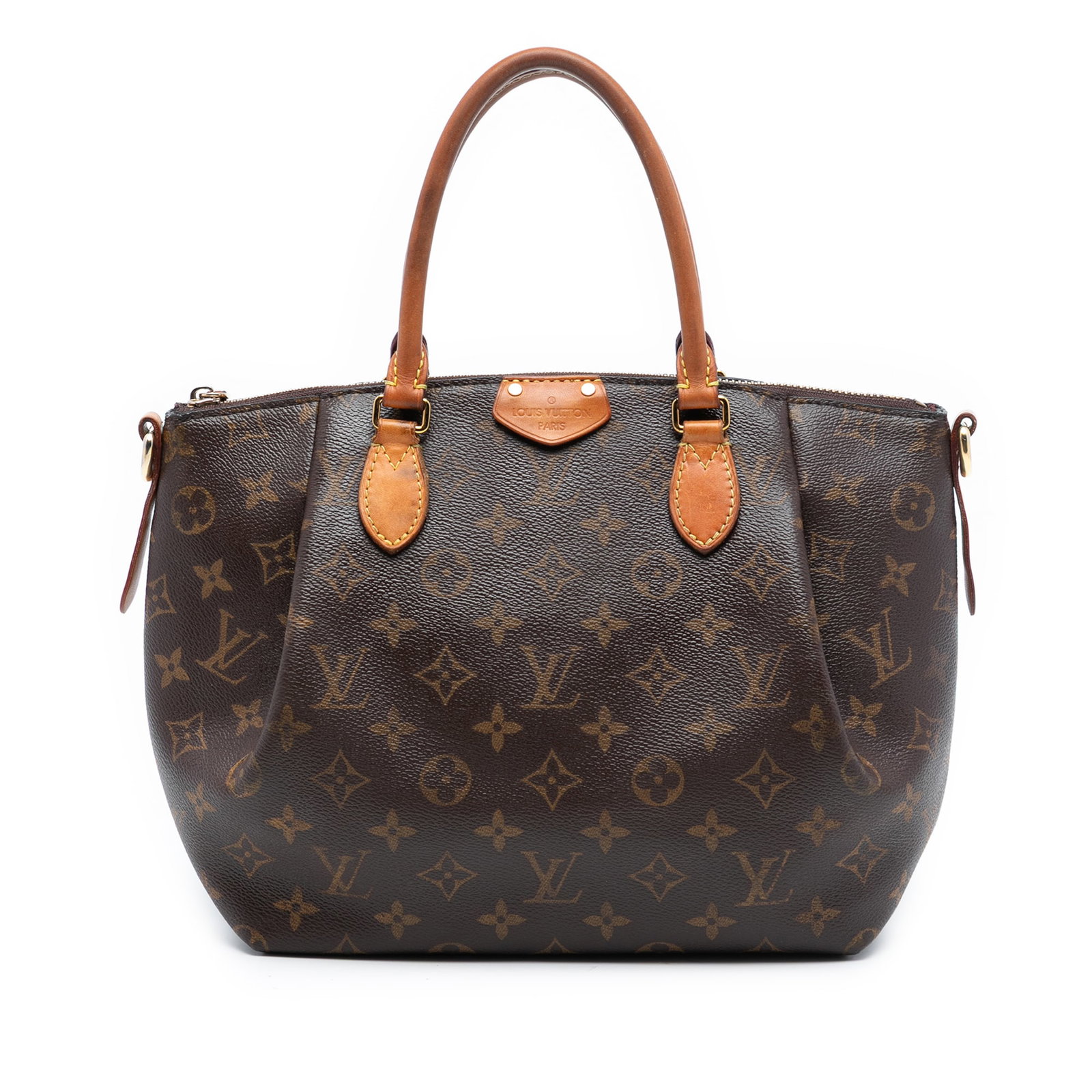 Louis Vuitton Turenne PM Brown Monogram Canvas Handbag with Leather Trim: Louis Vuitton Turenne PM Brown Monogram Canvas Handbag with Leather Trim The Louis Vuitton Monogram Turenne PM features the iconic monogram canvas with vachetta leather trim and rolled leather handles