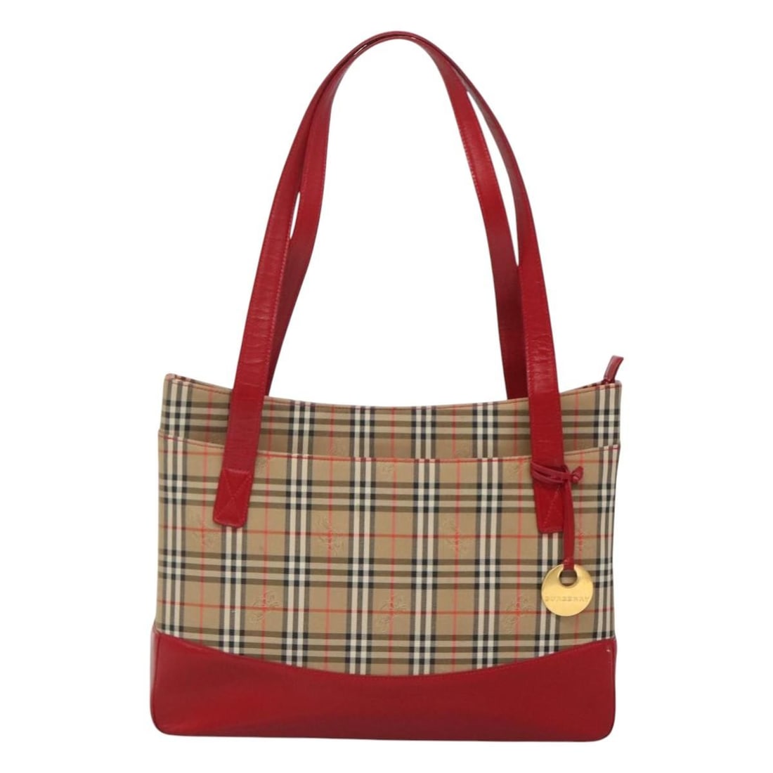 Burberry Nova Check Beige Canvas Leather Tote Bag 37cm: Burberry Nova Check Beige Canvas Leather Tote Bag 37cm This Burberry Nova Check Tote features a classic beige canvas exterior with leather accents, designed for women. The tote displays the iconic Nov