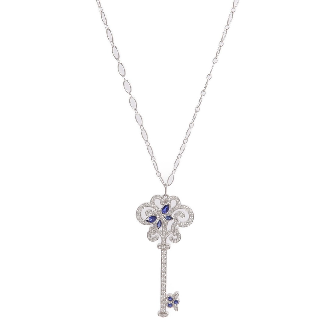 Tiffany Co Enchanted Platinum Diamond Necklace: Tiffany Co Enchanted Platinum Diamond Necklace This elegant Tiffany & Co. Enchanted necklace features a refined design crafted from PT950 platinum and 18K white gold. The necklace is adorned with a cl