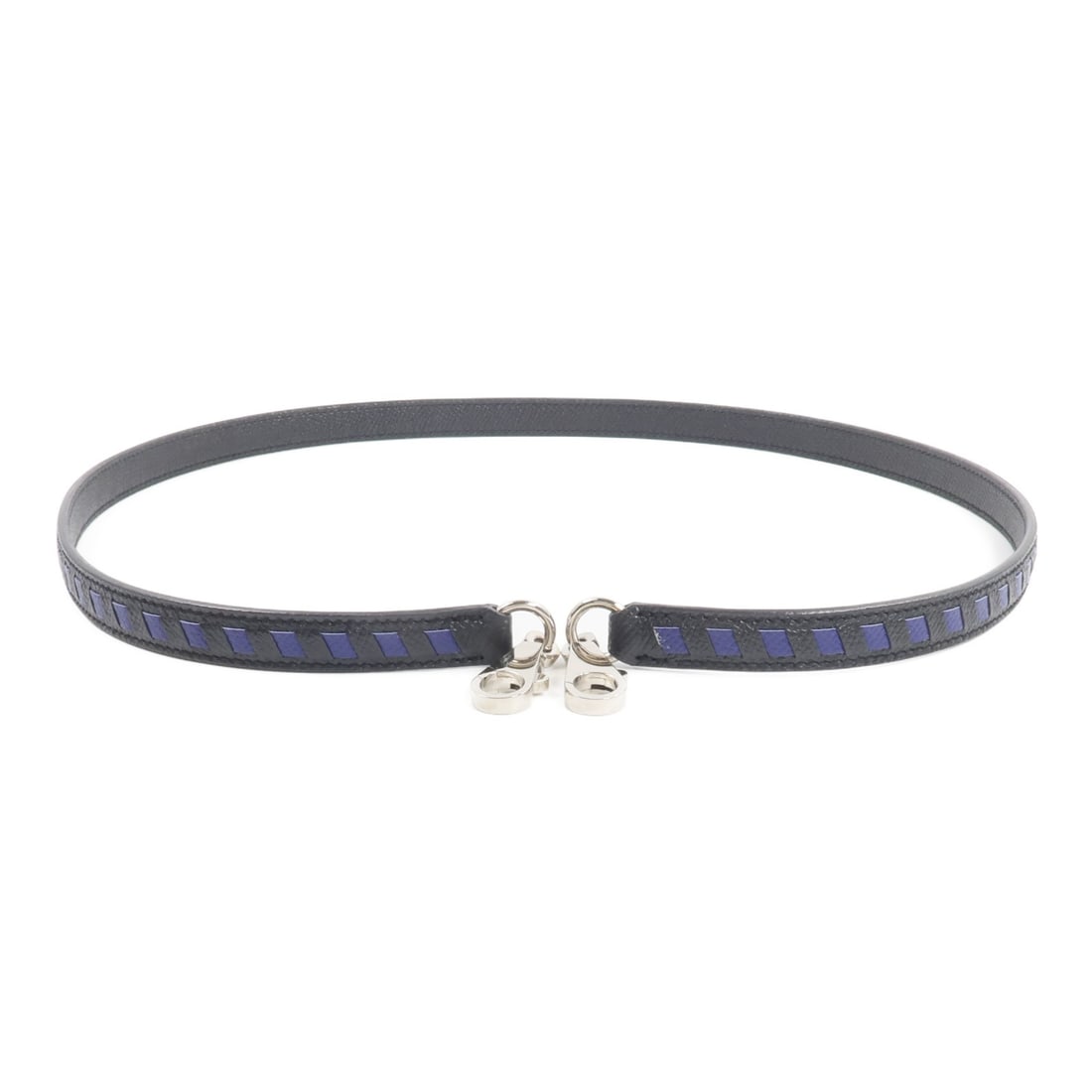 Hermes Epsom Leather PHW Shoulder Strap Noir Bleu Saphir: Hermes Epsom Leather PHW Shoulder Strap Noir Bleu Saphir This Hermes shoulder strap is crafted from high-quality Epsom calfskin leather in a sophisticated combination of black and Bleu Saphir. Designe