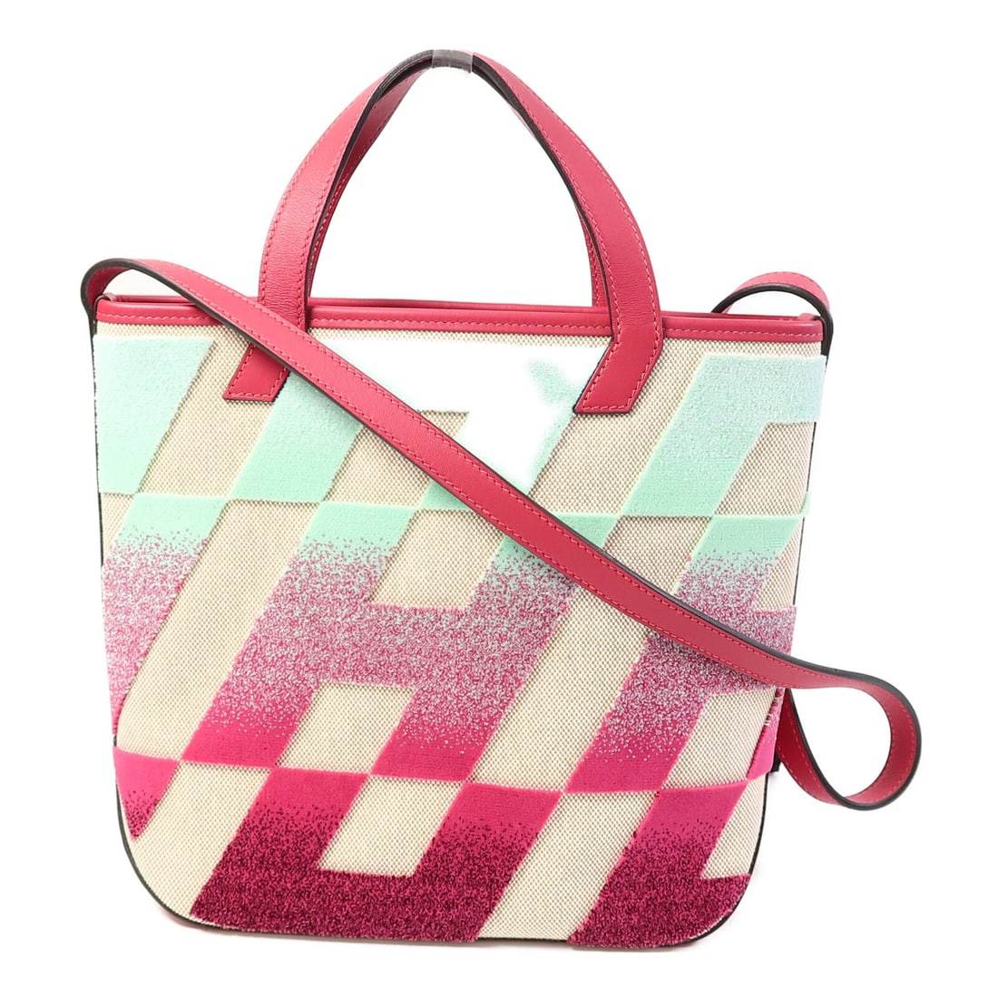 Hermes Cabas H En Bais 27 Canvas Velvet Shoulder Bag: Hermes Cabas H En Bais 27 Canvas Velvet Shoulder Bag This HERMES Cabas H En Bais 27 is a versatile 2-way shoulder bag crafted from canvas with velvet accents in a striking red color. Designed for wome