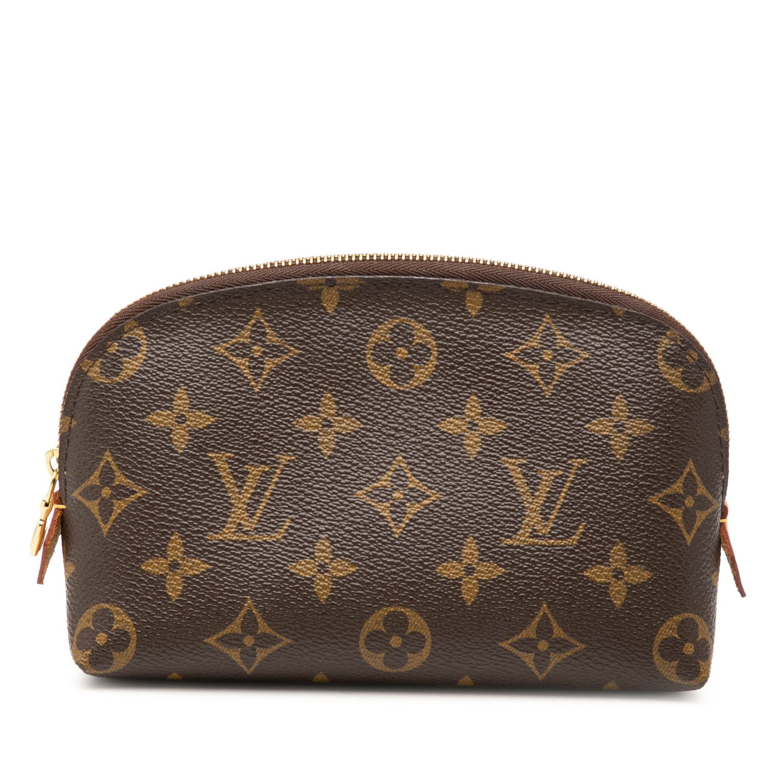 Louis Vuitton Monogram Canvas Cosmetic Pouch PM: Louis Vuitton Monogram Canvas Cosmetic Pouch PM This Louis Vuitton Monogram Cosmetic Pouch PM features the brand's signature monogram canvas in brown. It is designed with a zip-around closure and incl