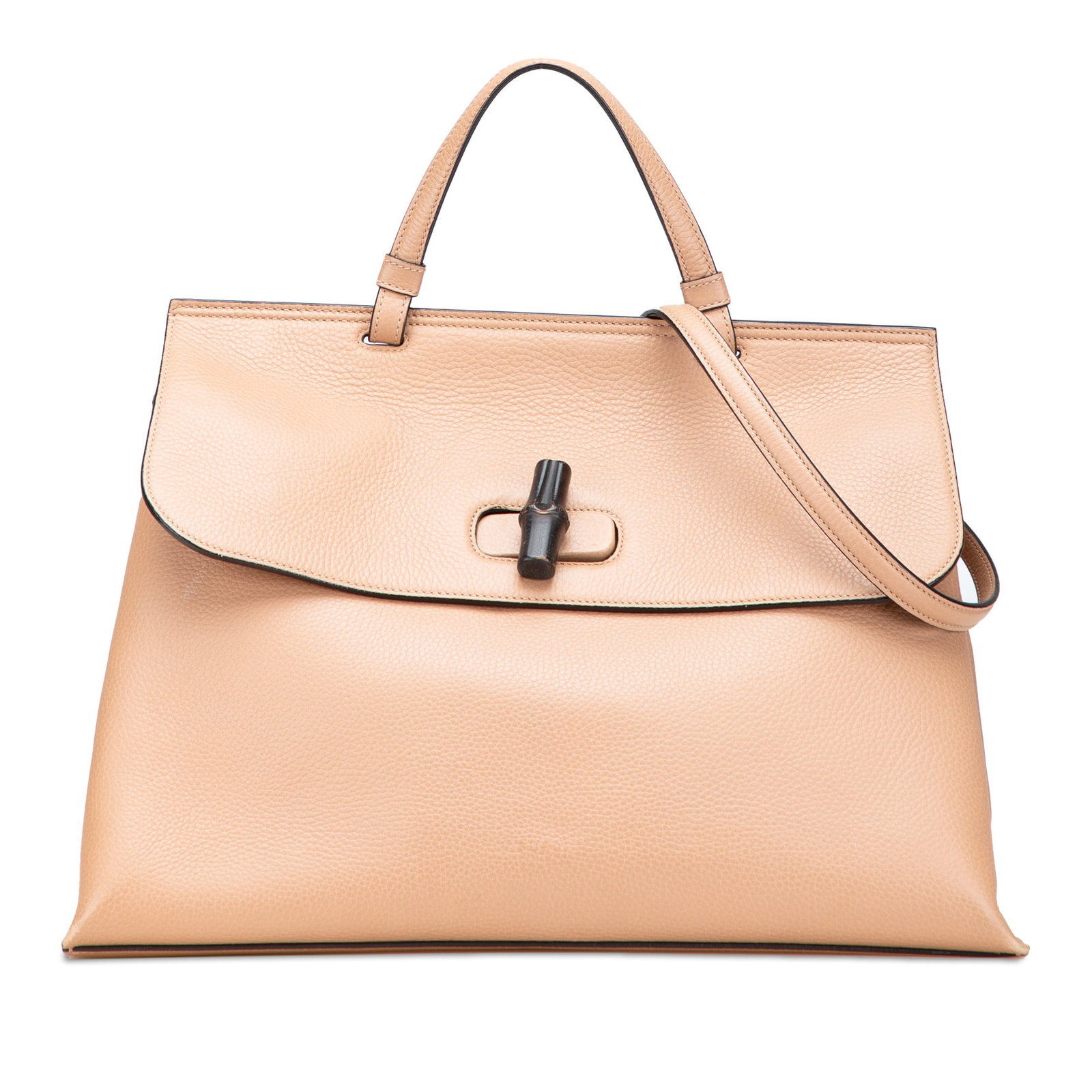 Gucci Bamboo Daily leather satchel with top handle: Gucci Bamboo Daily leather satchel with top handle Elevate your style with the Gucci Large Leather Bamboo Daily Satchel, a luxurious accessory crafted in Italy. This sophisticated bag features a durab