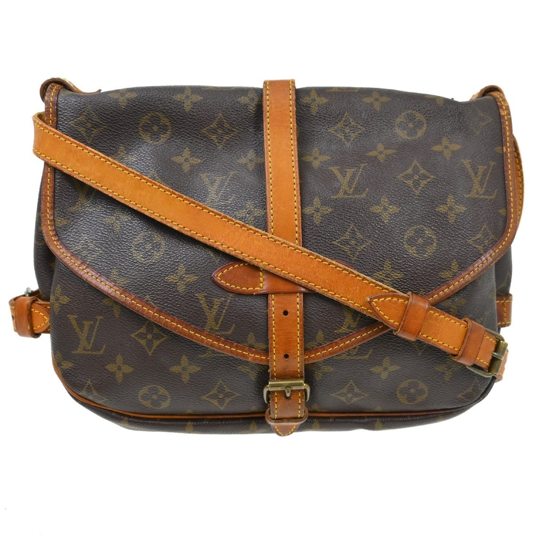 Louis Vuitton Saumur 30 Monogram Canvas Shoulder Bag: Louis Vuitton Saumur 30 Monogram Canvas Shoulder Bag This vintage Louis Vuitton Saumur 30 messenger bag features the iconic Monogram canvas with brown leather accents. Designed in a medium size, it is