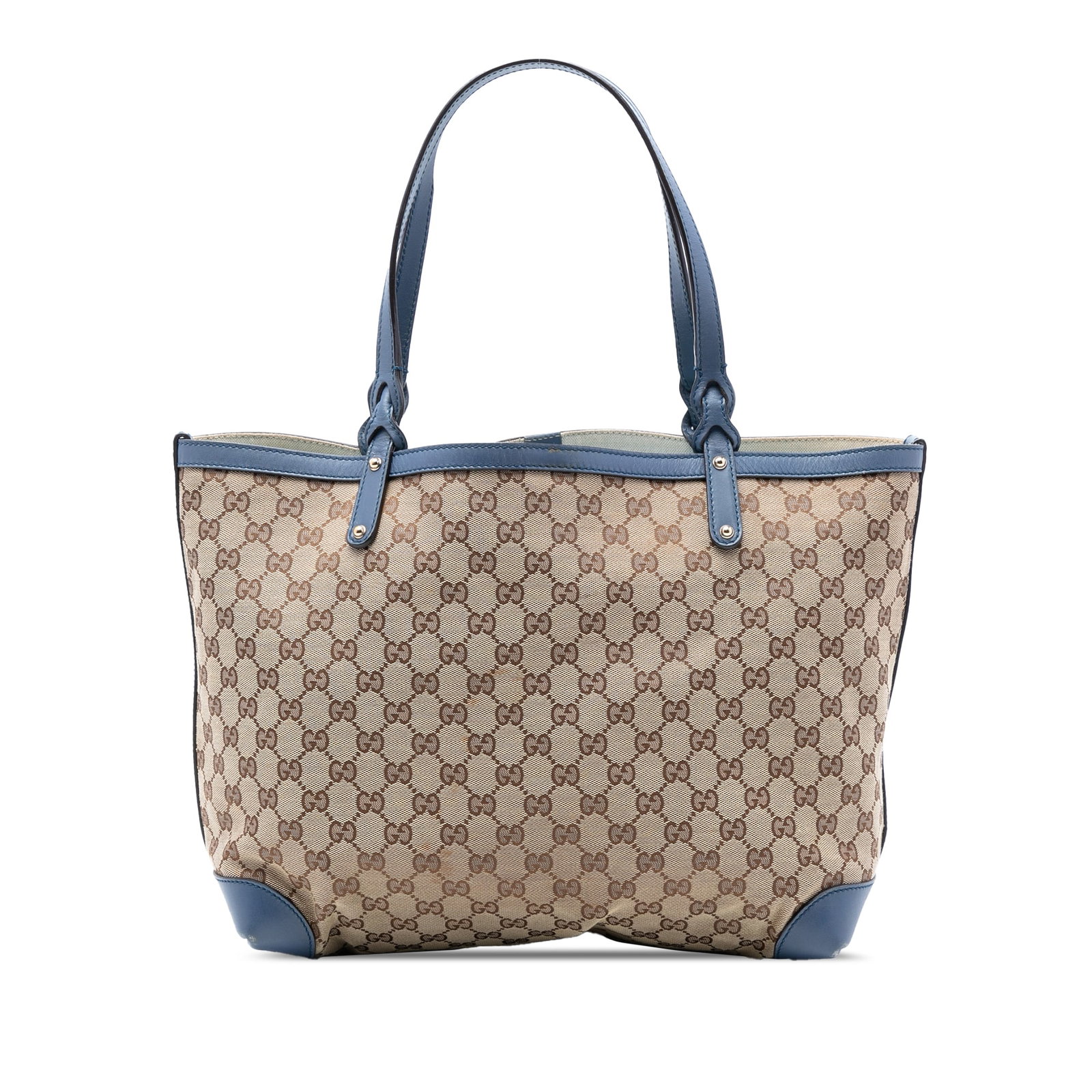 Gucci Medium GG Canvas Craft Tote Bag with Leather Trim Beige (1 of 8)
