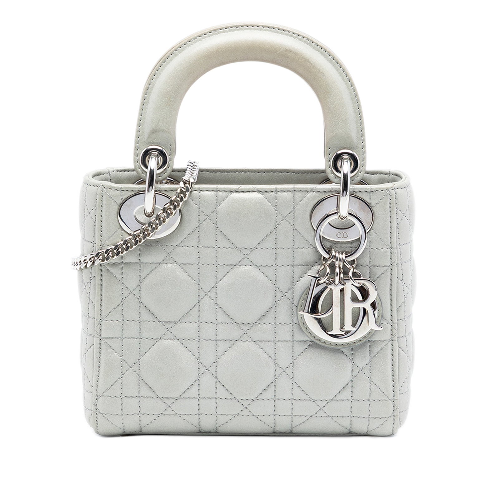 Dior Lady Dior Mini Bag Iridescent Cannage Quilted Lambskin Silver (1 of 7)