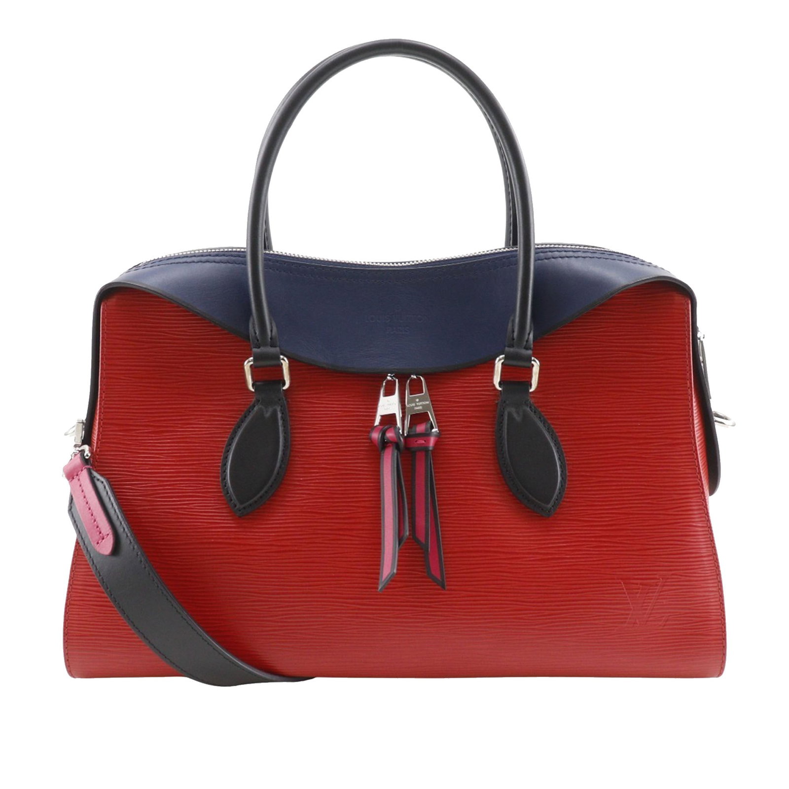 Louis Vuitton Epi Tuileries red leather bag: Louis Vuitton Epi Tuileries red leather bag This Louis Vuitton Epi Tuileries bag features a structured epi leather body in red, rolled leather handles, and a detachable flat leather strap. It is desig