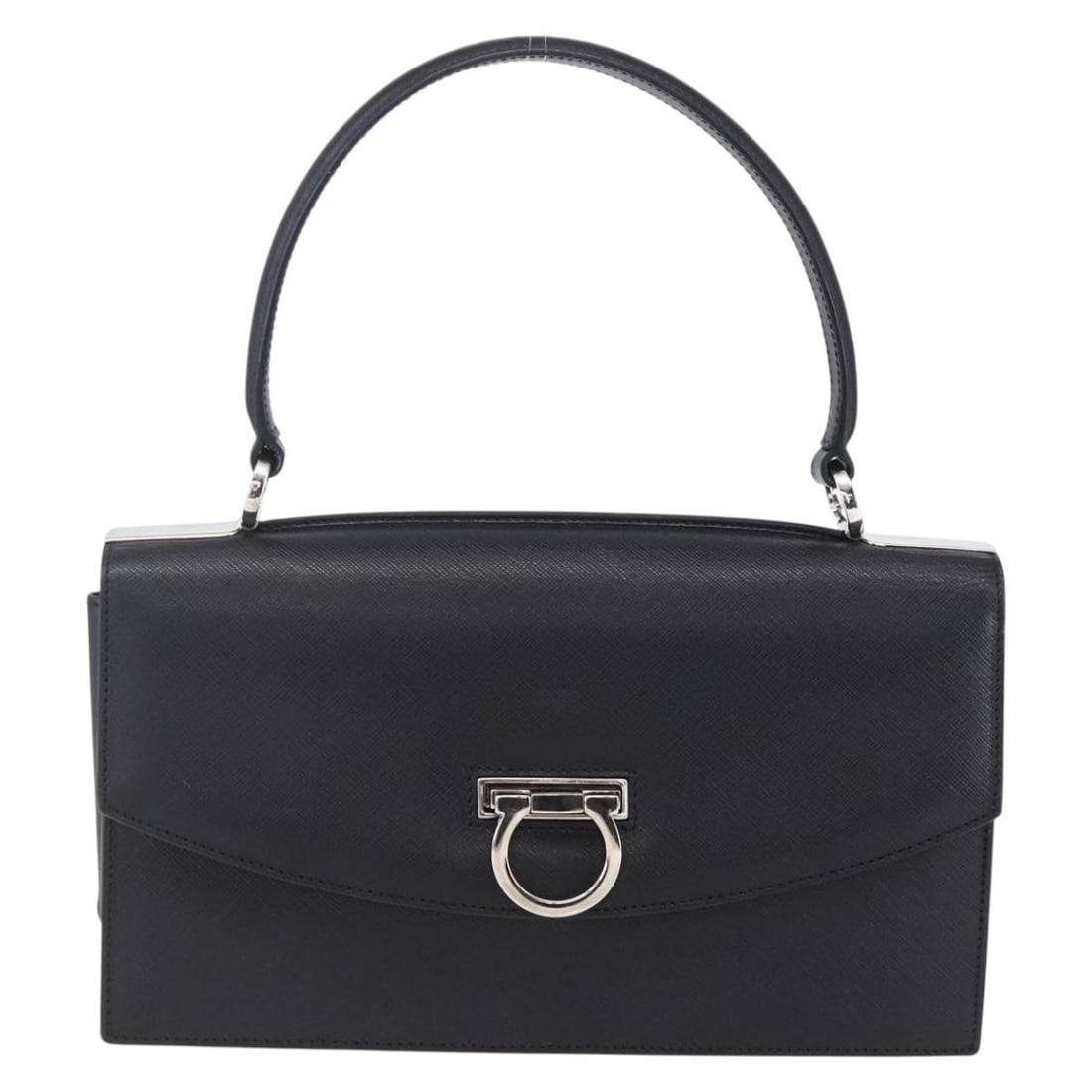 Salvatore Ferragamo Gancini Black Leather Shoulder Bag (1 of 18)