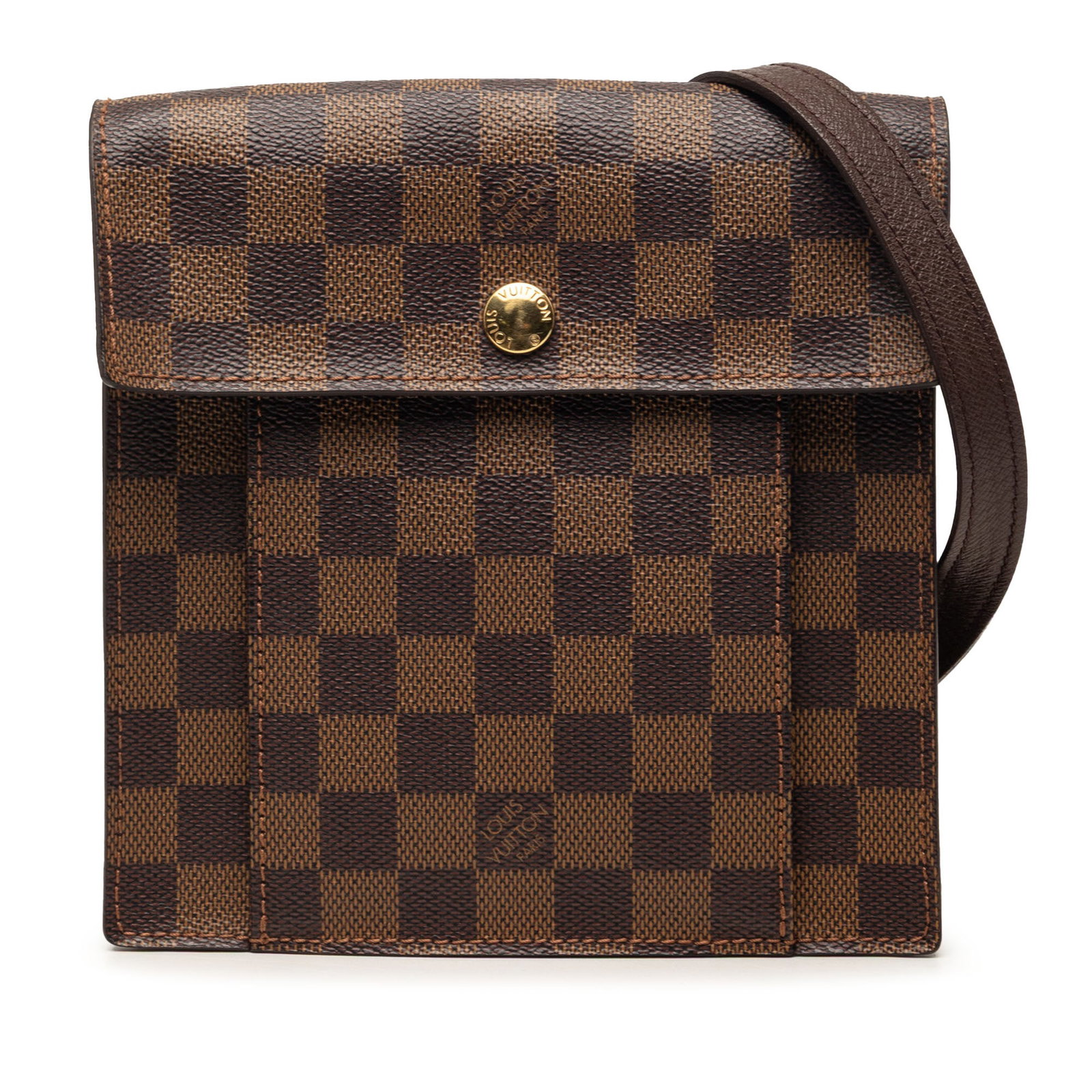 Louis Vuitton Pimlico Damier Ebene crossbody bag: Louis Vuitton Pimlico Damier Ebene crossbody bag This Louis Vuitton Damier Ebene Pimlico bag features the signature Damier canvas with leather trim, an adjustable leather strap, and a front flap secur