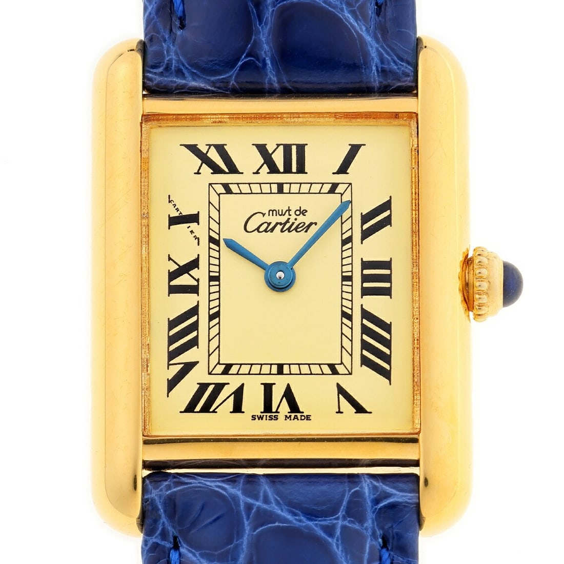 Cartier Must Tank MM Vermeil Quartz Cream Dial Wristwatch: Cartier Must Tank MM Vermeil Quartz Cream Dial Wristwatch This Cartier Must Tank MM W1017354 is a vintage wristwatch featuring a vermeil case and a cream dial. Designed for unisex wear, this timepiece