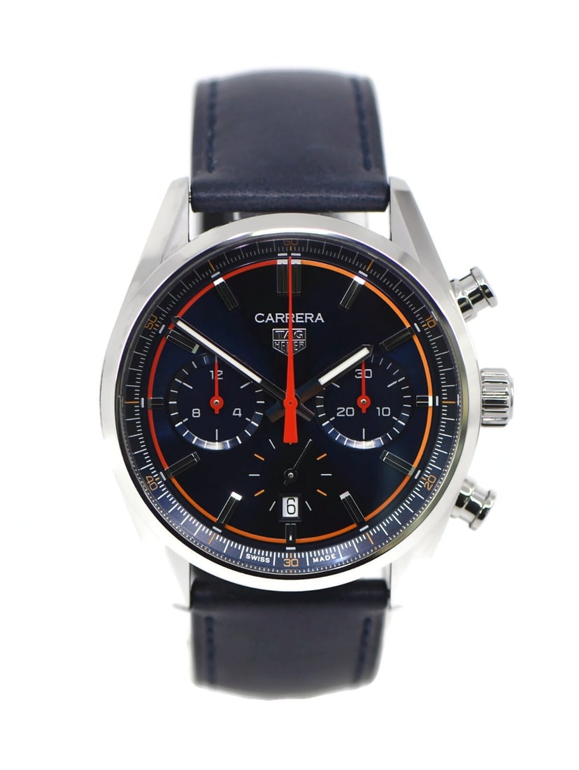 TAG Heuer Carrera CBN201D Chronograph Stainless Steel Watch with Box and Papers: TAG Heuer Carrera CBN201D Chronograph Stainless Steel Watch with Box and Papers Discover the elegance of the TAG Heuer Carrera Chronograph Wristwatch, model CBN201D. This luxurious timepiece features 