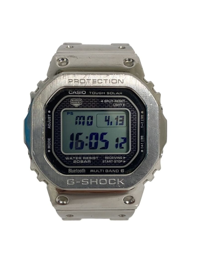 CASIO G-SHOCK GMW-B5000D-1JF Silver Solar Wristwatch: CASIO G-SHOCK GMW-B5000D-1JF Silver Solar Wristwatch This is a Casio G-SHOCK Full Metal Solar GMW-B5000D-1JF men's wristwatch. Featuring a silver tone, this watch is crafted in Japan and designed for 