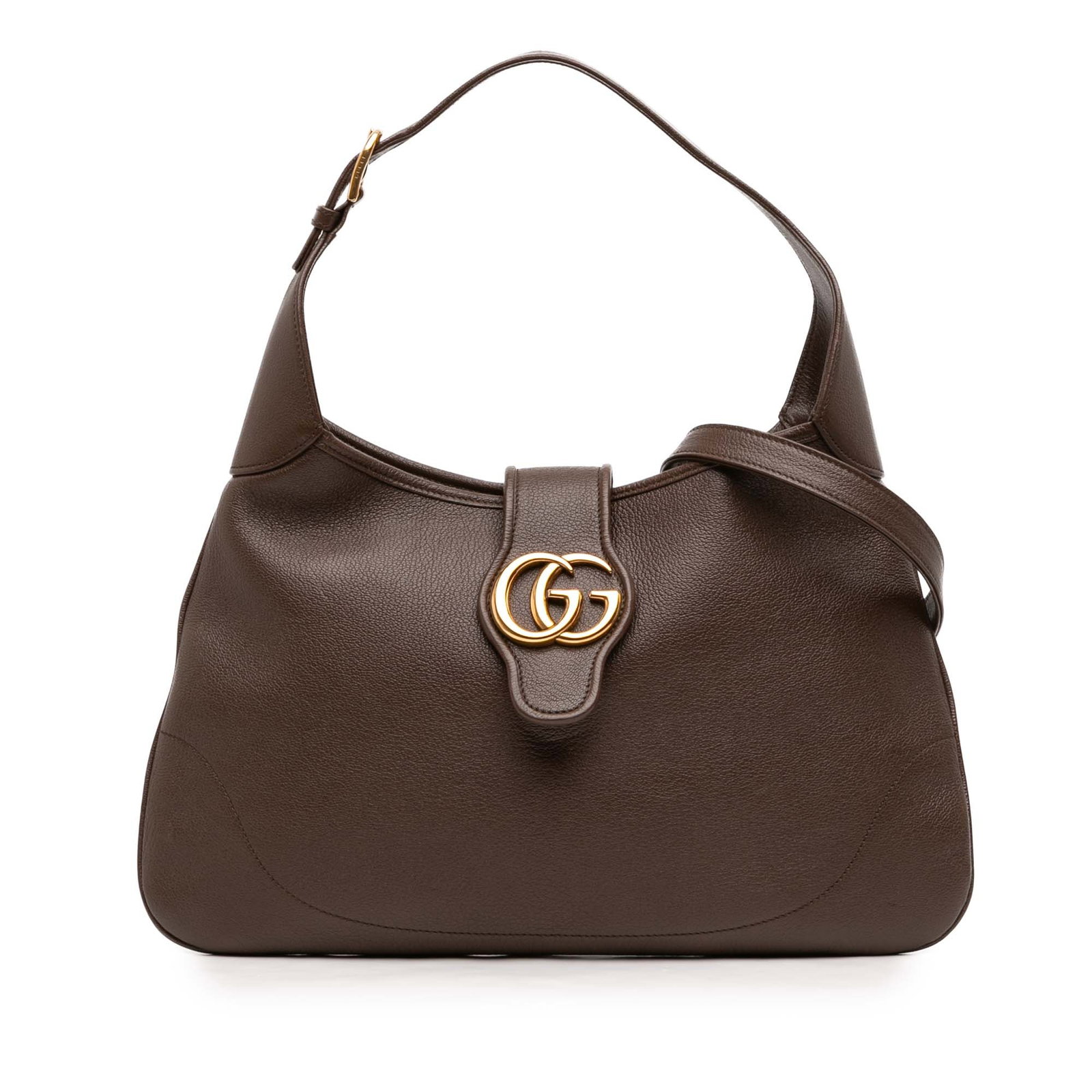 Gucci Aphrodite Medium Brown Leather Crossbody Bag Italy: Gucci Aphrodite Medium Brown Leather Crossbody Bag Italy This Gucci Medium Leather Aphrodite Crossbody showcases a brown leather body with a flat leather strap and an additional strap extender. It fea