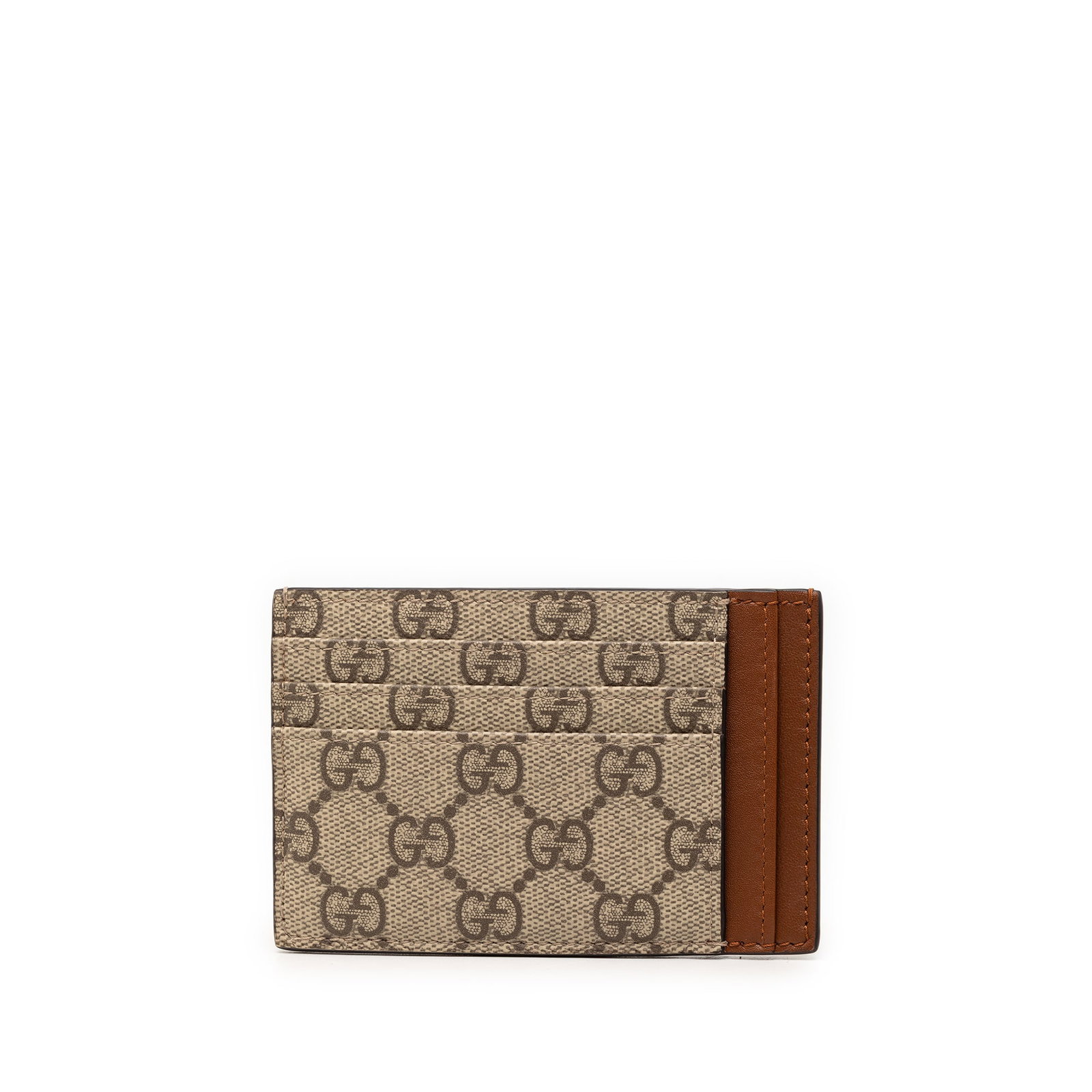 Gucci GG Supreme beige leather trim card holder (1 of 6)
