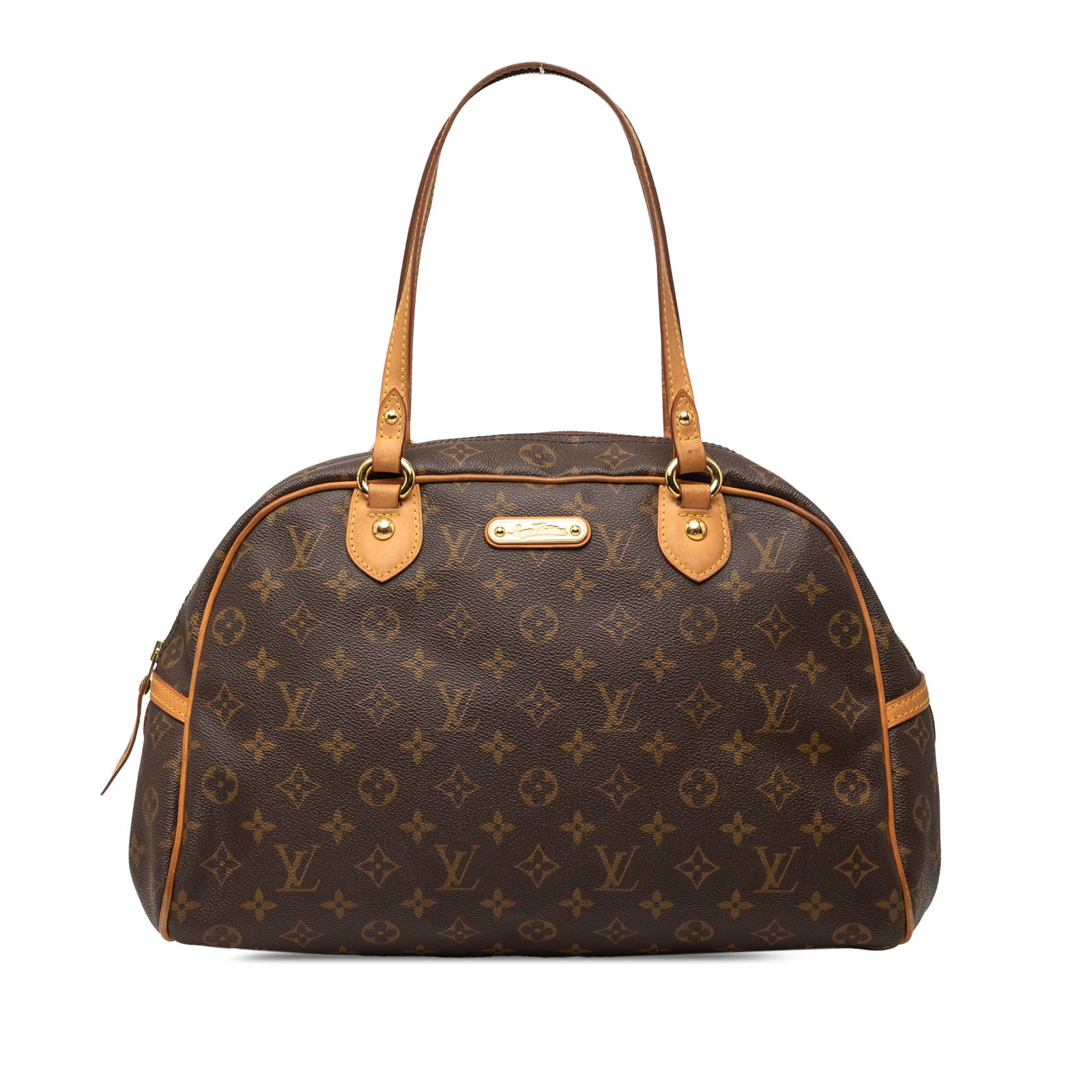Louis Vuitton Montorgueil GM Monogram Canvas Tote Bag: Louis Vuitton Montorgueil GM Monogram Canvas Tote Bag The Louis Vuitton Monogram Montorgueil GM is crafted with the brand's signature monogram canvas and features leather trim. It is designed with fla