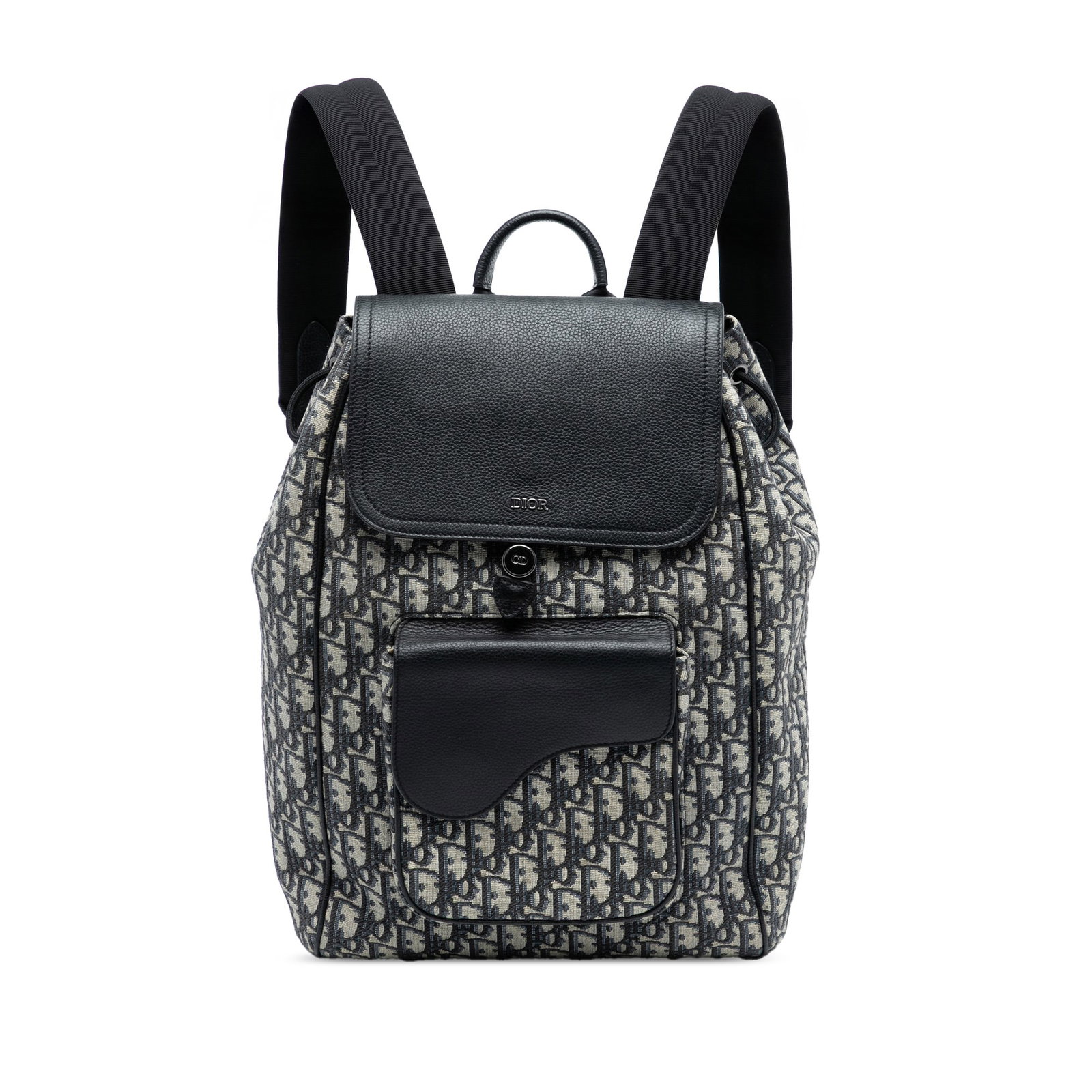 Dior Saddle Backpack in Blue Oblique Canvas with Leather Trim (1 of 8)