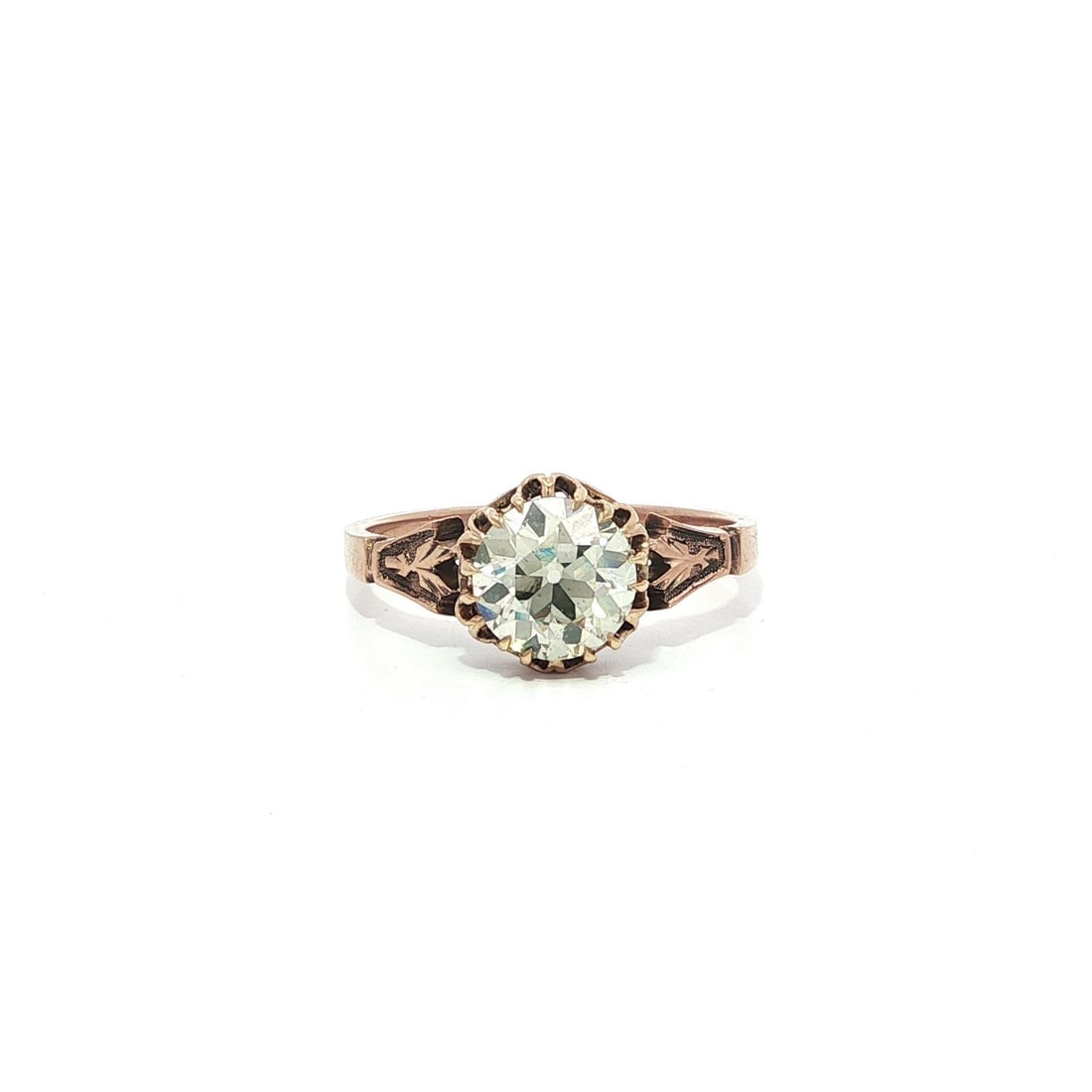 Antique Victorian 9k Gold GIA 1.43ct Old European Cut Diamond Ring: Antique Victorian 9k Gold GIA 1.43ct Old European Cut Diamond Ring This exquisite Antique Victorian ring features a stunning 1.43ct Old European Cut diamond, certified by GIA for its quality. The diam
