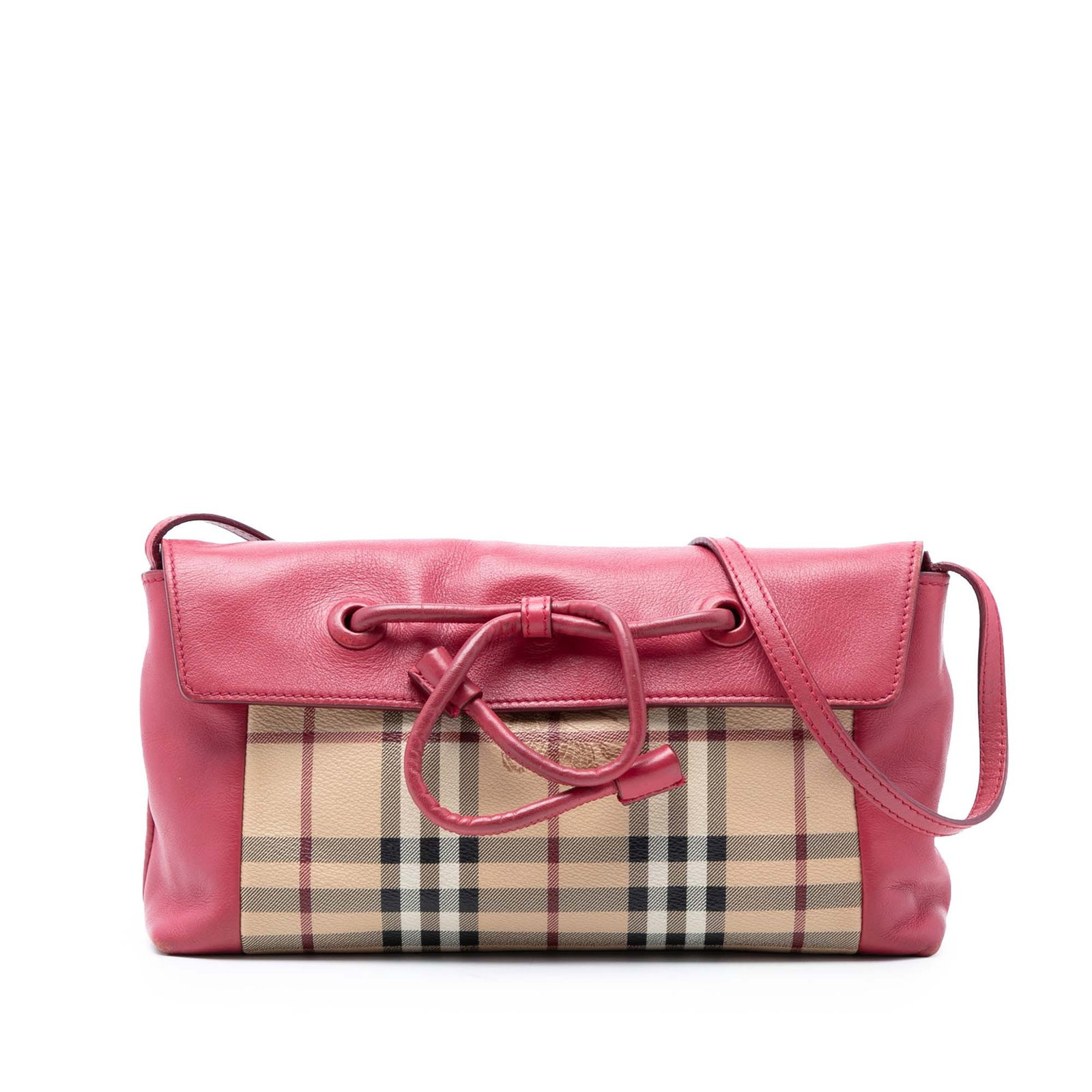 Leah Crossbody Bag in Haymarket Check Coated Canvas with Leather Trim: Leah Crossbody Bag in Haymarket Check Coated Canvas with Leather Trim This Burberry Haymarket Check Leah Crossbody features a coated canvas body with leather trim, an adjustable flat leather strap, an
