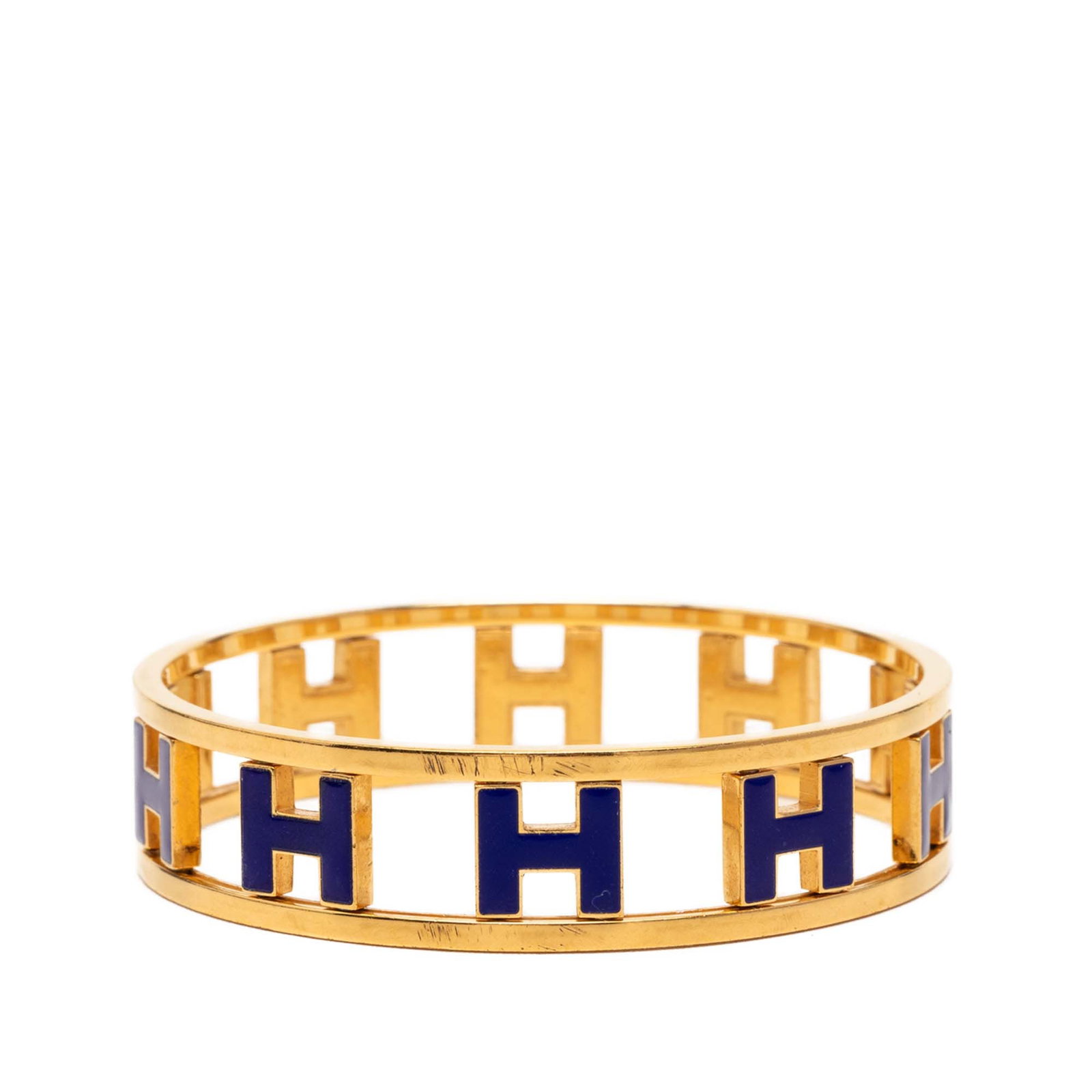 Hermes Rondo Ash H gold plated enamel bangle (1 of 7)