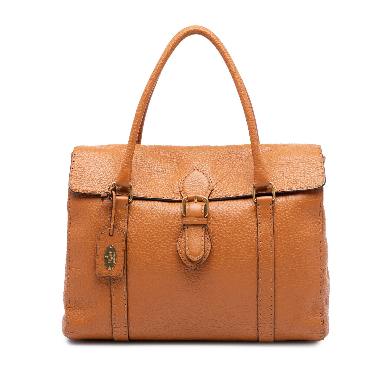 Fendi Linda Selleria leather flap handbag with rolled handles (1 of 8)