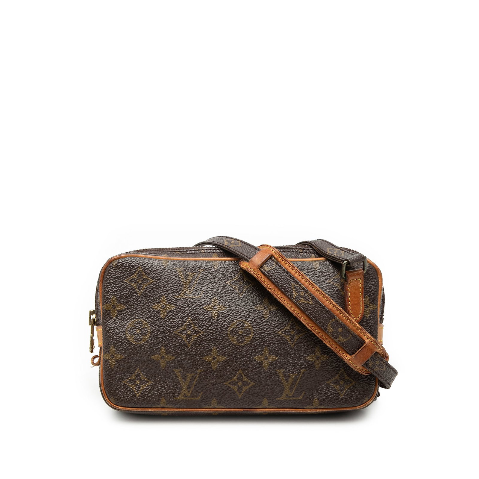 Louis Vuitton Marly Bandouliere Monogram Canvas Pochette Bag: Louis Vuitton Marly Bandouliere Monogram Canvas Pochette Bag This Louis Vuitton Monogram Pochette Marly Bandouliere features the iconic monogram canvas body with vachetta leather trim, complemented by