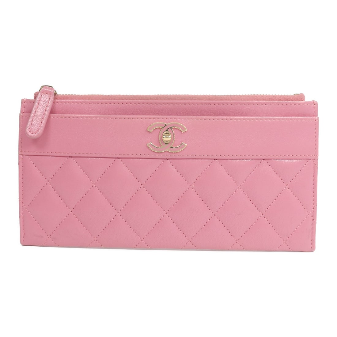 CHANEL Pink Calfskin L Zipper Long Wallet GHW (1 of 18)