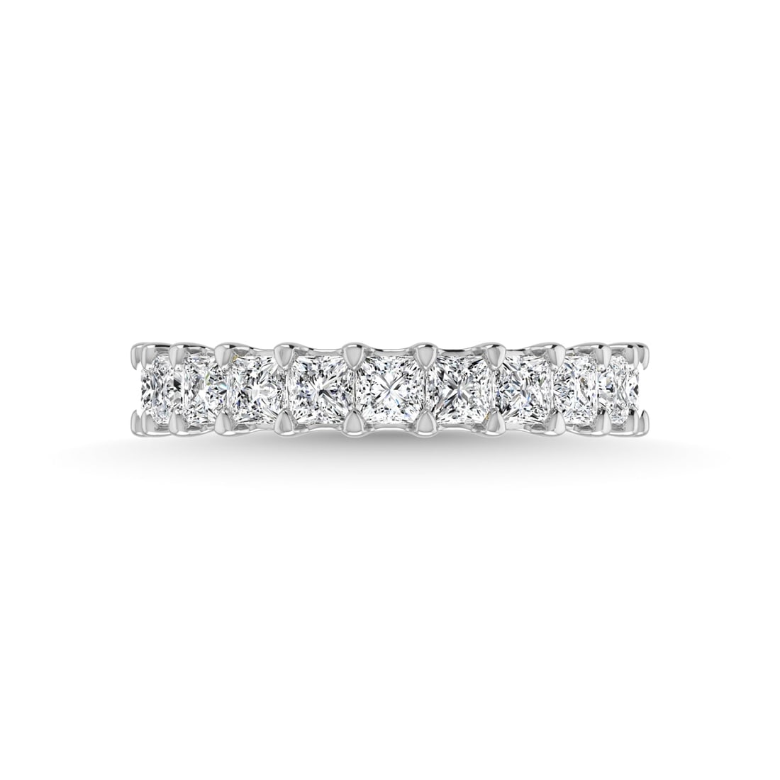 14K White Gold 1 7/8 CT Tw. Princess Shape Diamond Three Forth Eternity Band: 14K White Gold 1 7/8 CT Tw. Princess Shape Diamond Three Forth Eternity Band 14k White Gold Stone Color: G-h Stone Clarity: Si Each ring is presented in standard size 6.5. Complimentary resizing is av