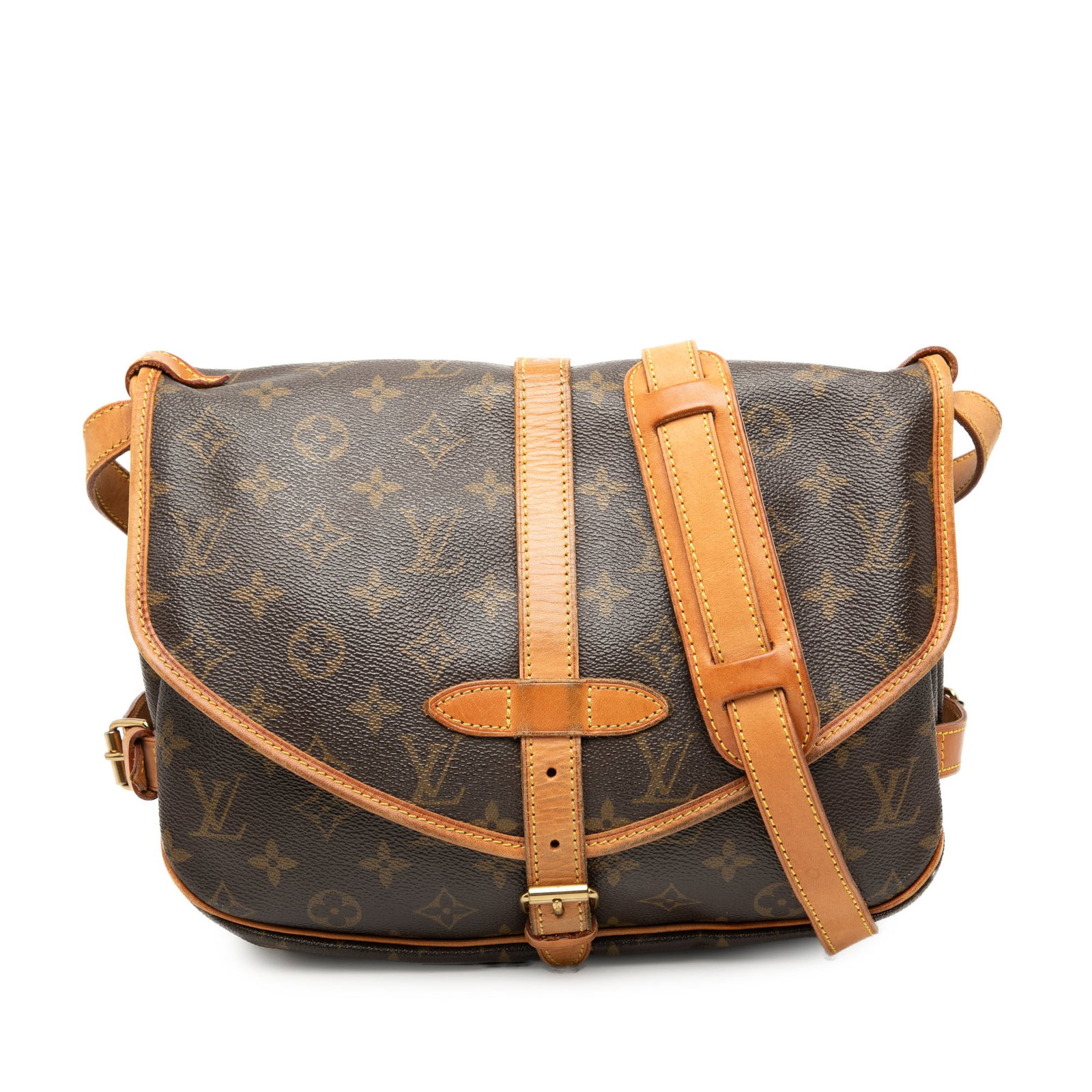 Louis Vuitton Saumur 30 Monogram Canvas Crossbody Bag: Louis Vuitton Saumur 30 Monogram Canvas Crossbody Bag The Louis Vuitton Monogram Saumur 30 is crafted from the brand's signature monogram canvas and features a flat, adjustable leather shoulder strap.