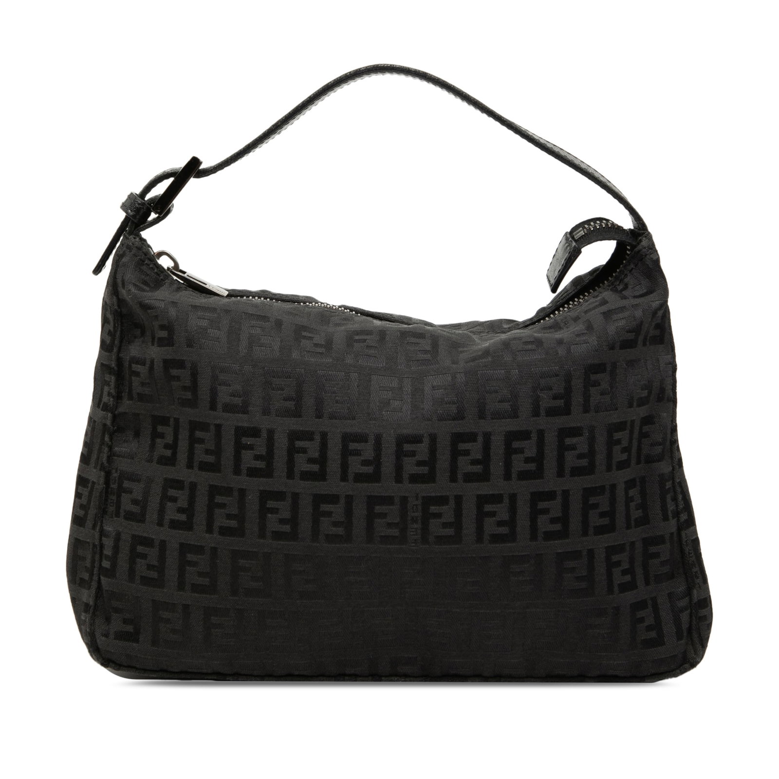 Fendi Zucchino canvas zip handbag black Italy (1 of 7)