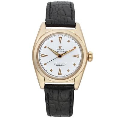 Rolex 31mm Yellow Gold Bubble Back White Dial 1948 Watch (1 of 6)