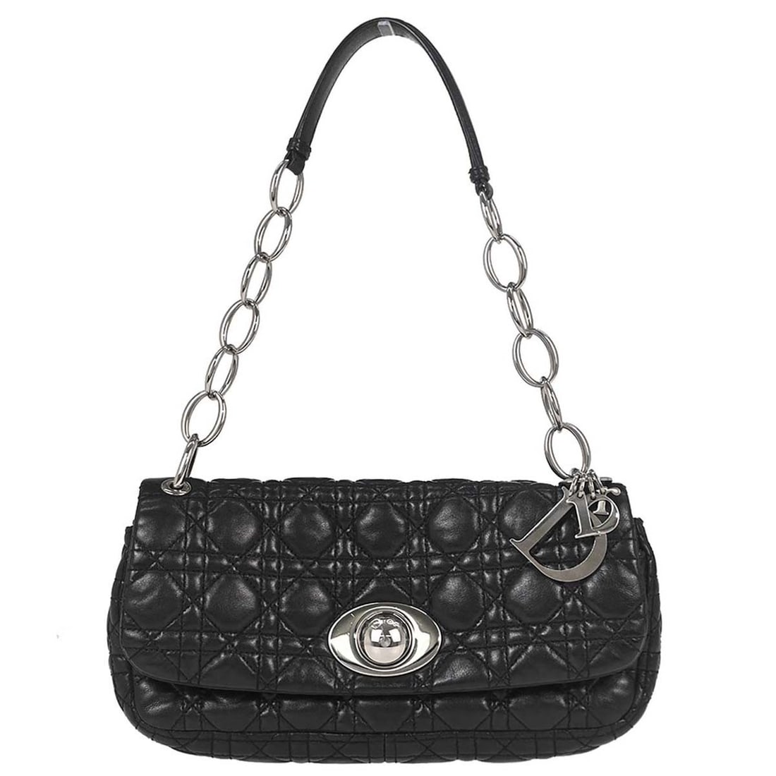 Dior Cannage Shoulder Bag Black Lambskin Rendezvous: Dior Cannage Shoulder Bag Black Lambskin Rendezvous This Christian Dior Rendezvous Cannage shoulder bag is crafted from black lambskin leather and features a medium size with a structured silhouette. 