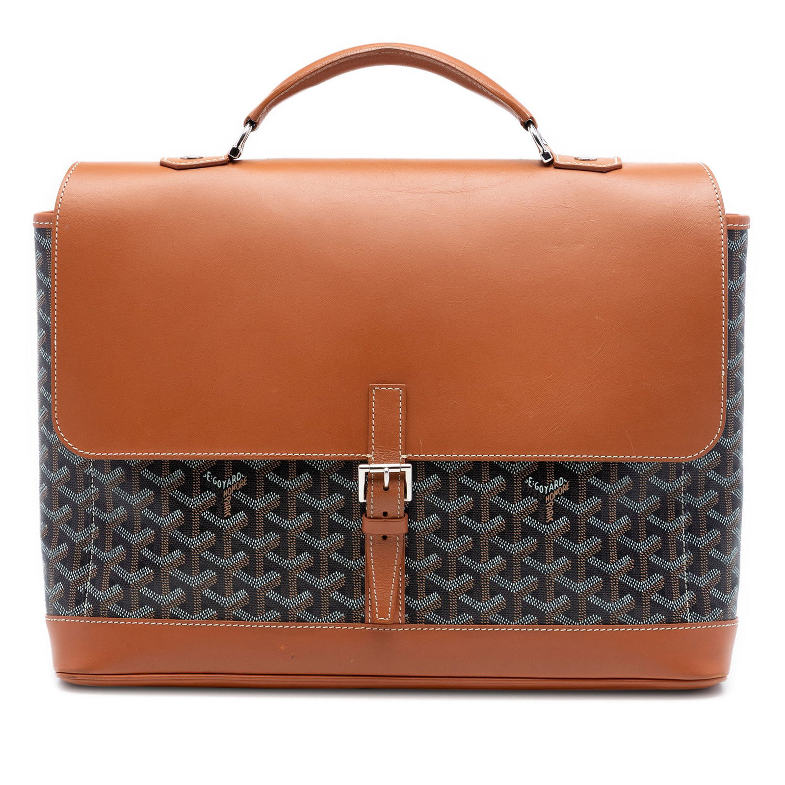 Goyard Citadin coated canvas briefcase brown leather trim (1 of 7)