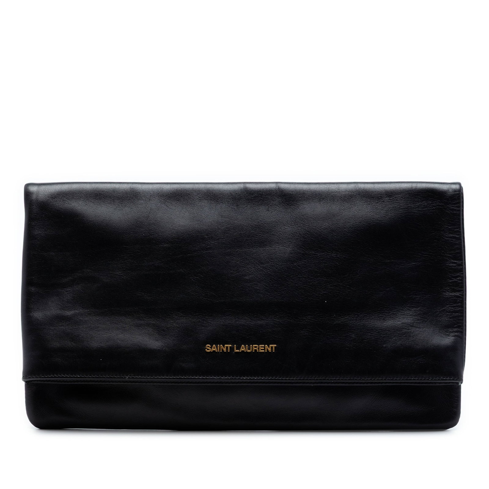 Saint Laurent black leather fold-over clutch bag (1 of 6)