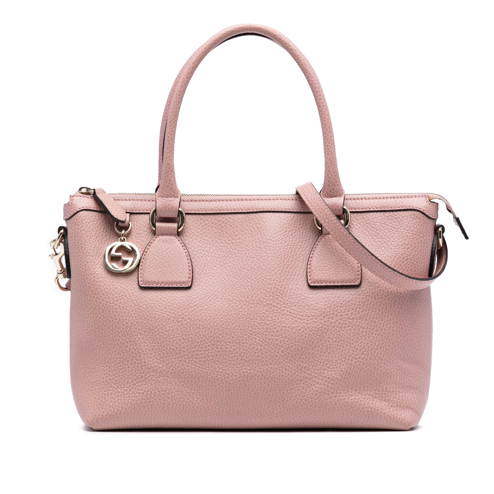 Gucci Dollar Calfskin GG Charm Satchel Pink Leather Bag: Gucci Dollar Calfskin GG Charm Satchel Pink Leather Bag This Gucci Dollar Calfskin GG Charm Satchel is a stylish and functional accessory crafted from premium leather. It features a leather body with 