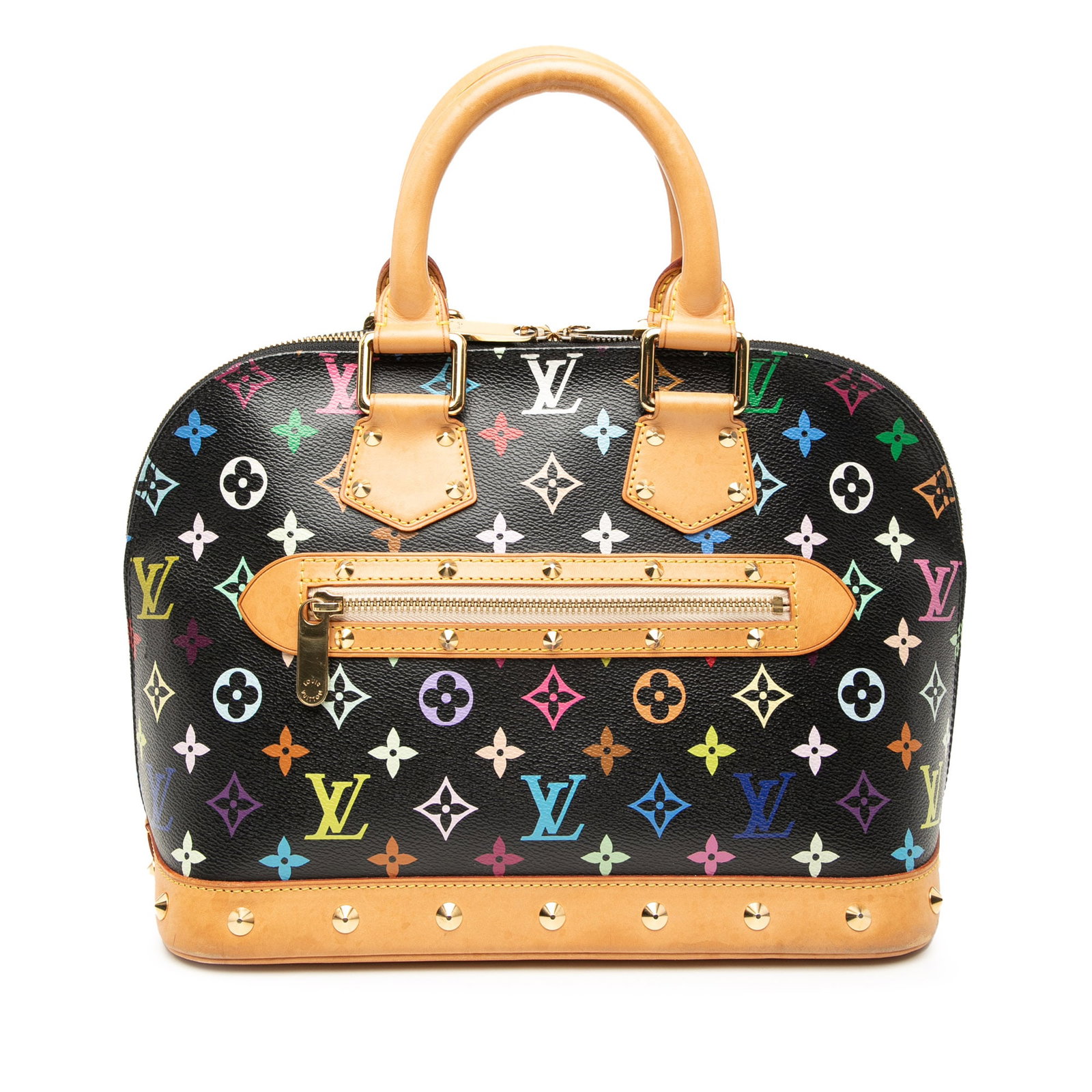 Louis Vuitton Alma PM Multicolore Canvas Handbag with Vachetta Leather Trim: Louis Vuitton Alma PM Multicolore Canvas Handbag with Vachetta Leather Trim The Louis Vuitton Monogram Multicolore Alma PM features a signature multicolore monogram canvas with vachetta leather trim a