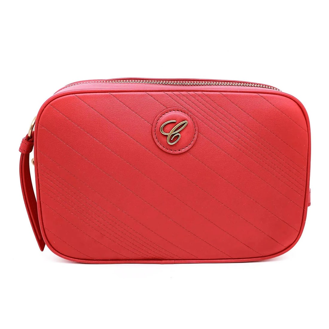 Chopard Happy Sport Red Leather Mini Crossbody Bag 95000-1108: Chopard Happy Sport Red Leather Mini Crossbody Bag 95000-1108 Introducing the Chopard Happy Sport Red Leather Camera Crossbody Bag, a stylish and compact accessory designed for the modern individual. 