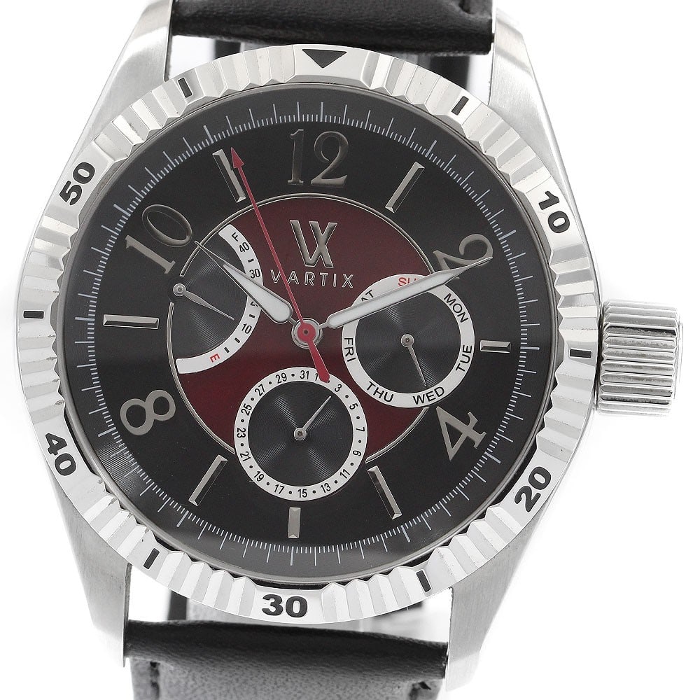VARTIX ALIVE WA2VN Automatic Day Date Power Reserve Wristwatch: VARTIX ALIVE WA2VN Automatic Day Date Power Reserve Wristwatch This VARTIX ALIVE WA2VN men's wristwatch features a stainless steel case paired with a black and red dial and an automatic movement. It i