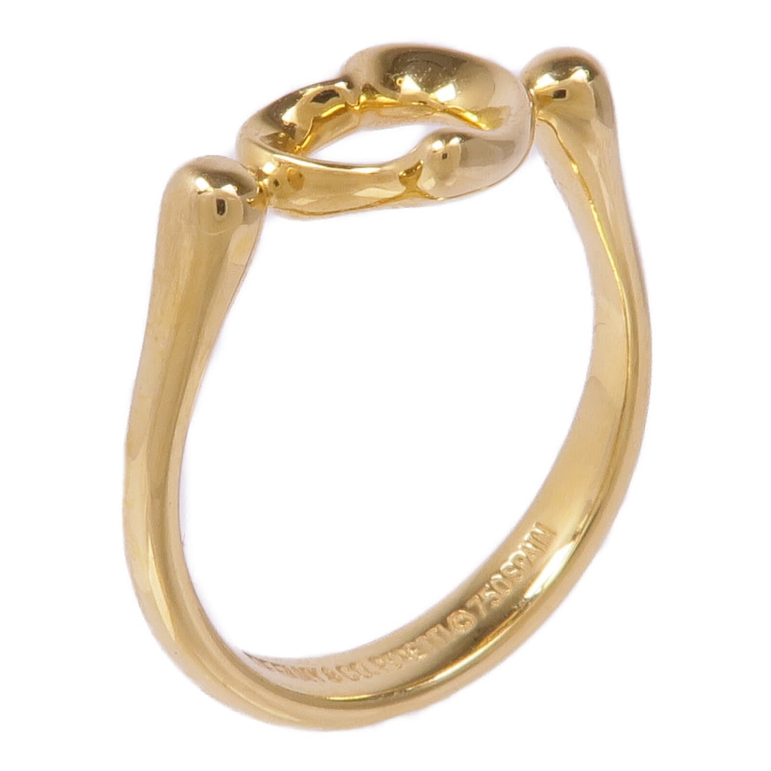 Tiffany Co 18K Yellow Gold Heart Ring Size 5.5: Tiffany Co 18K Yellow Gold Heart Ring Size 5.5 This Tiffany & Co. heart ring is crafted from 18K yellow gold and features a sleek, elegant design. Designed for women, the ring is a size 5.5 and does n