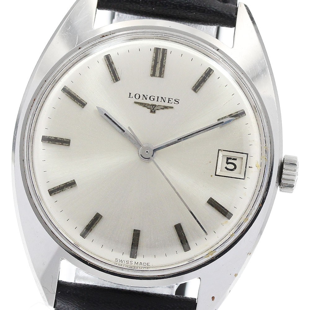 Longines manual wind date wristwatch silver dial 34.5mm (1 of 7)