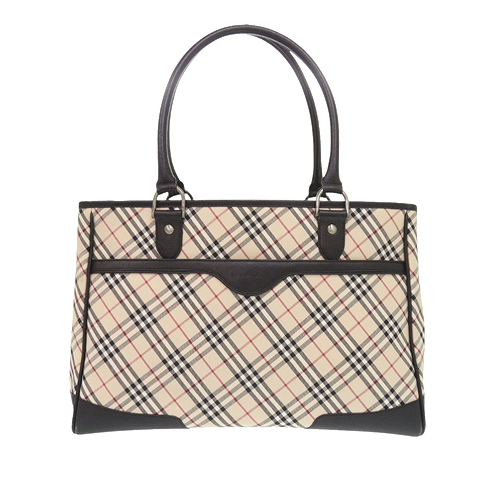 Beige Canvas Tote with Leather Trim Nova Check Pattern by Burberry (1 of 13)
