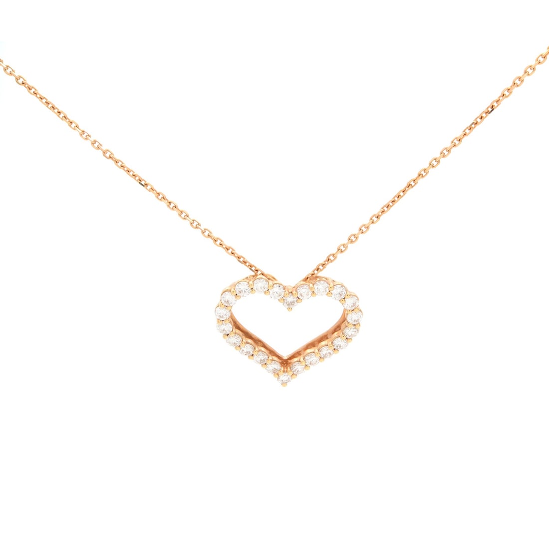 Rachel Koen Heart Pendant 14k Rose Gold 0.99ct Diamonds 16in Chain: Rachel Koen Heart Pendant 14k Rose Gold 0.99ct Diamonds 16in Chain This exquisite heart-shaped pendant by Rachel Koen is crafted from luxurious 14k rose gold and features a stunning design adorned wit