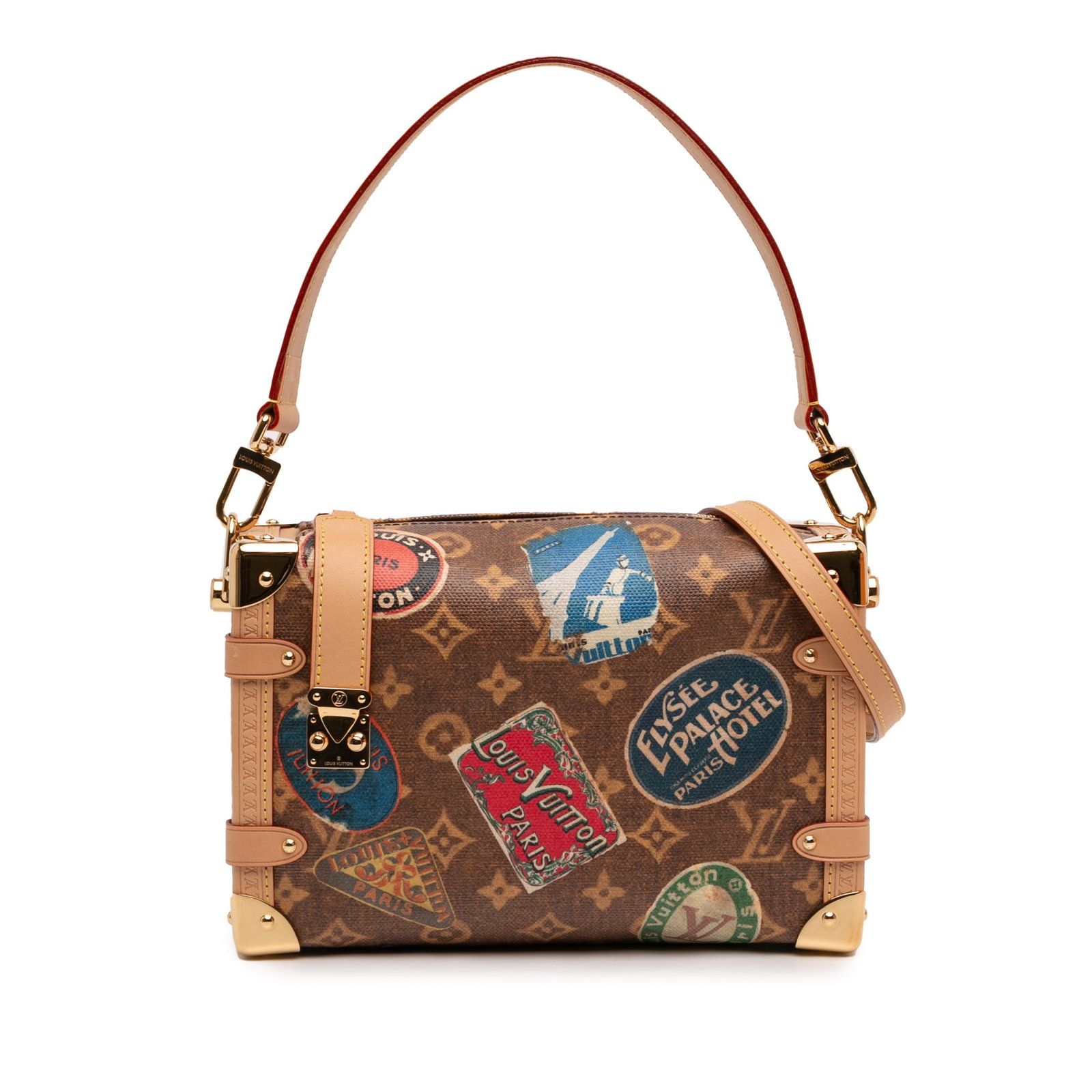 Louis Vuitton Side Trunk MM Monogram Flight Mode Brown Bag: Louis Vuitton Side Trunk MM Monogram Flight Mode Brown Bag This Louis Vuitton Monogram Flight Mode Side Trunk MM is crafted from printed monogram canvas with vachetta leather trim. It features a detac